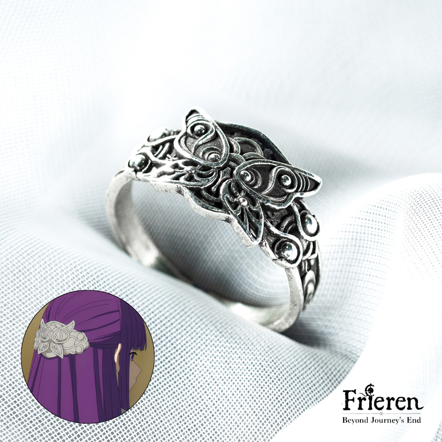 Frieren: Beyond Journey's End 950 Silver Jewelry, Fern Butterfly Hair Piece Ring, Anime Cosplay & Cottagecore Jewelry, Gift for Her 1 - EternaSilver Fern Butterfly Hair Piece Ring
