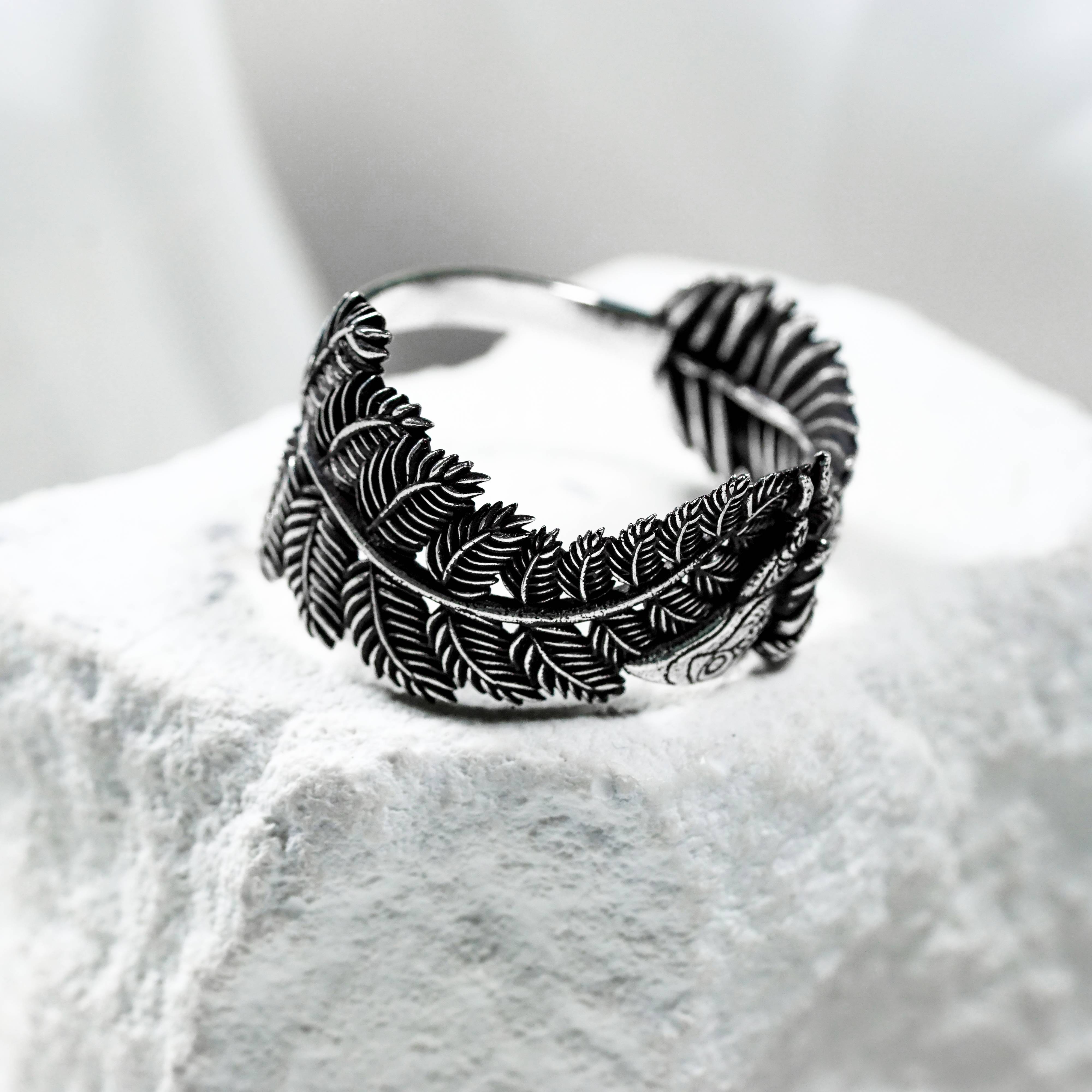 The Last of Us Silver Jewery, Ellie’s Moth & Fern Sterling Silver Ring, Inspired by Ellie’s Tattoo from The Last of Us Part II, Ellie's Tattoo Jewerly, TLOU 2 5 - EternaSilver DSC04428 - EternaSilver