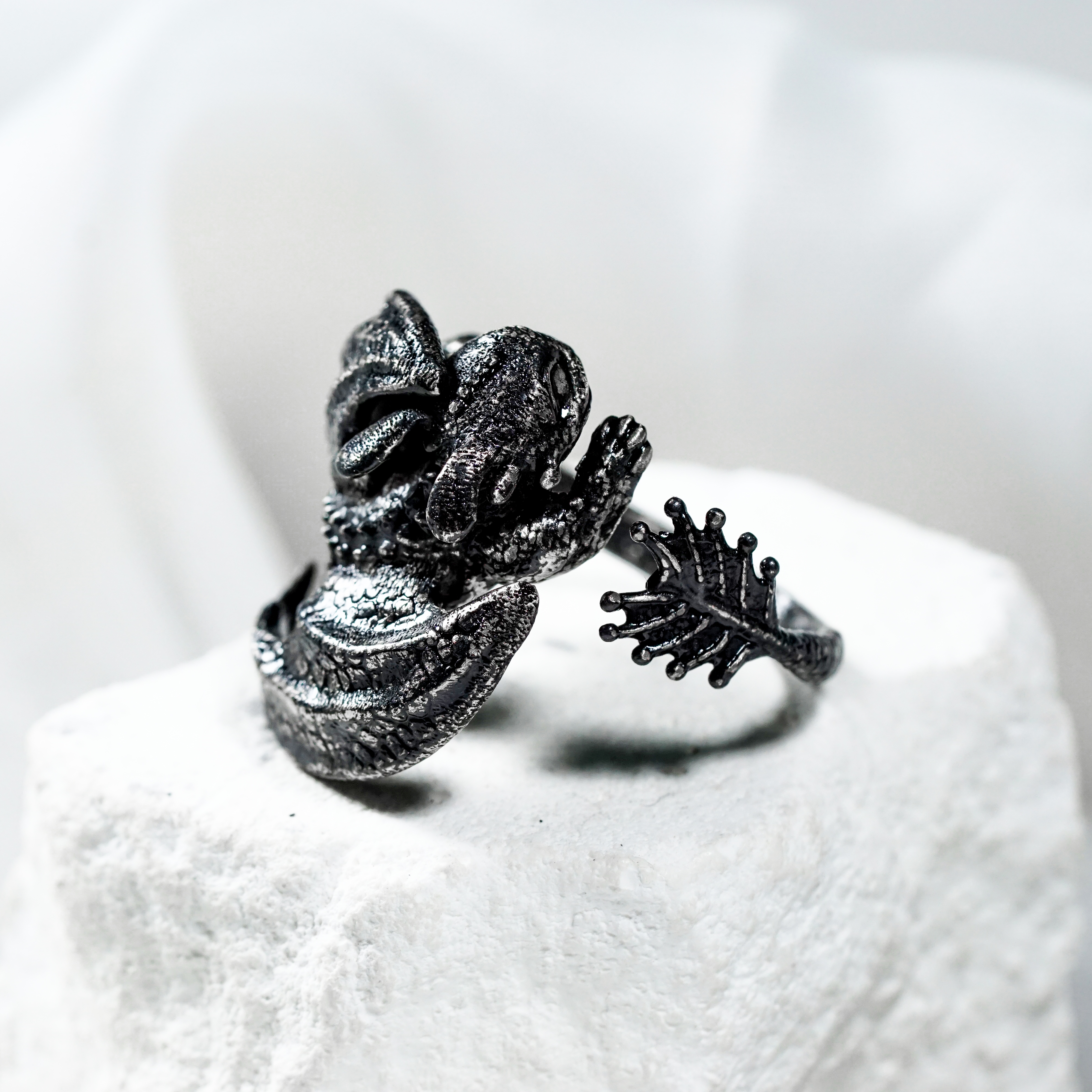 How to Train Your Dragon Ring, Toothless Dragon Ring, Night Fury Ring, How to Train Your Dragon Ring, Adjustable Dark Dragon Ring, Handmade How to Train Your Dragon Jewelry in Black Plated 3 - EternaSilver DSC04436 - EternaSilver