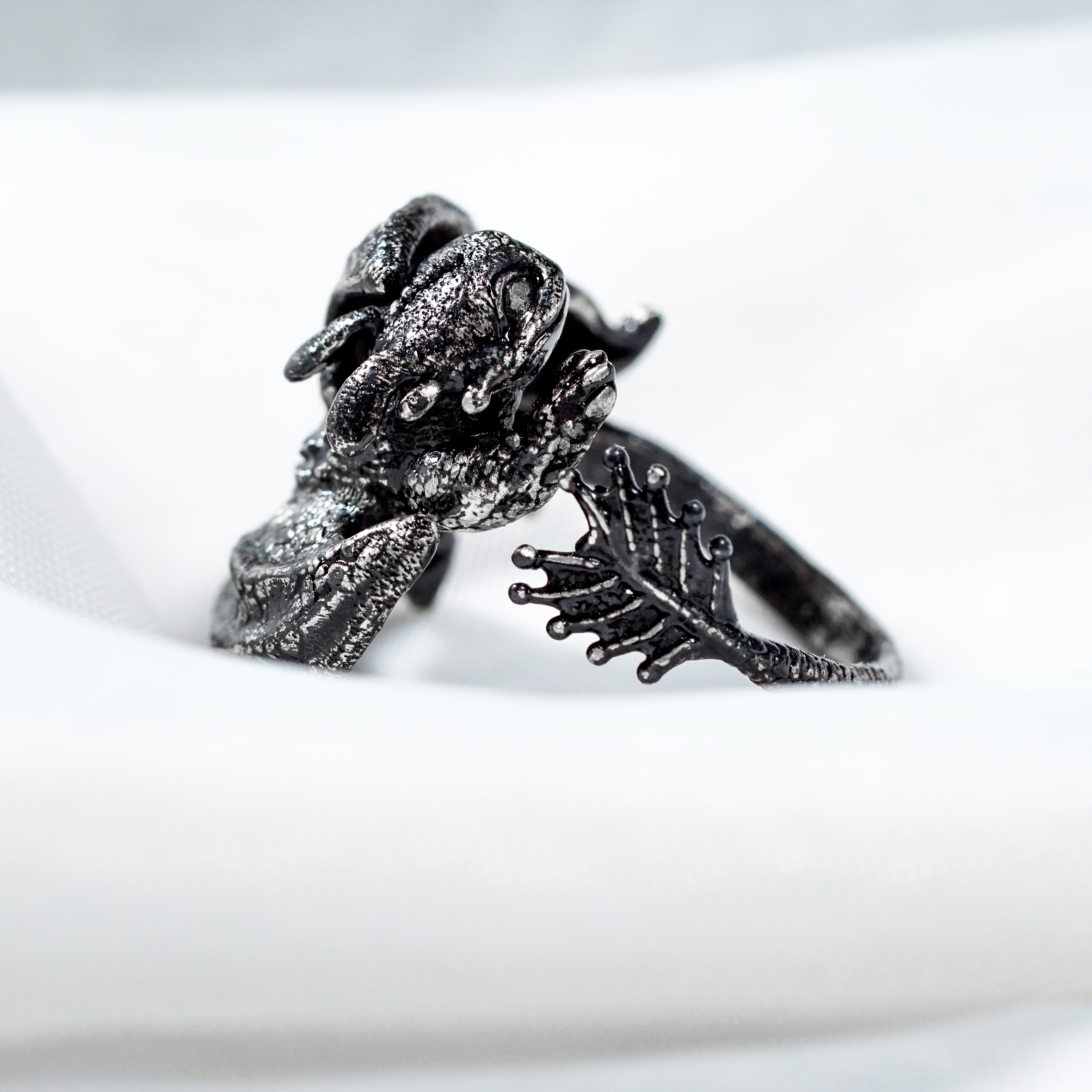 How to Train Your Dragon Ring, Toothless Dragon Ring, Night Fury Ring, How to Train Your Dragon Ring, Adjustable Dark Dragon Ring, Handmade How to Train Your Dragon Jewelry in Black Plated 4 - EternaSilver DSC04462 - EternaSilver