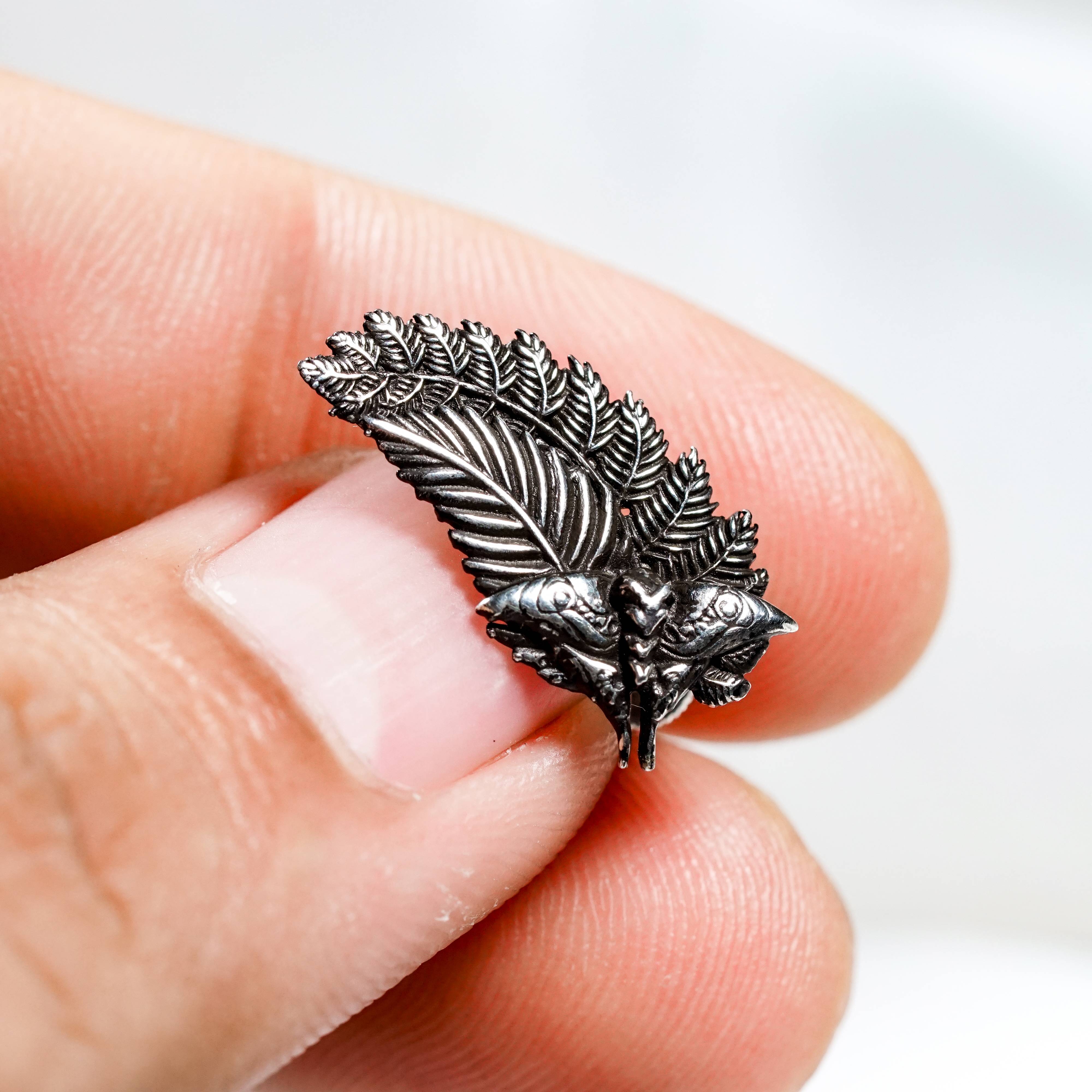 The Last of Us Silver Jewelry, Ellie Tattoo Earrings, Moth & Fern Sterling Silver Earrings Inspired by The Last of Us Part II, Jewelry Gift for Gamers TLOU fans 4 - EternaSilver DSC04508 - EternaSilver