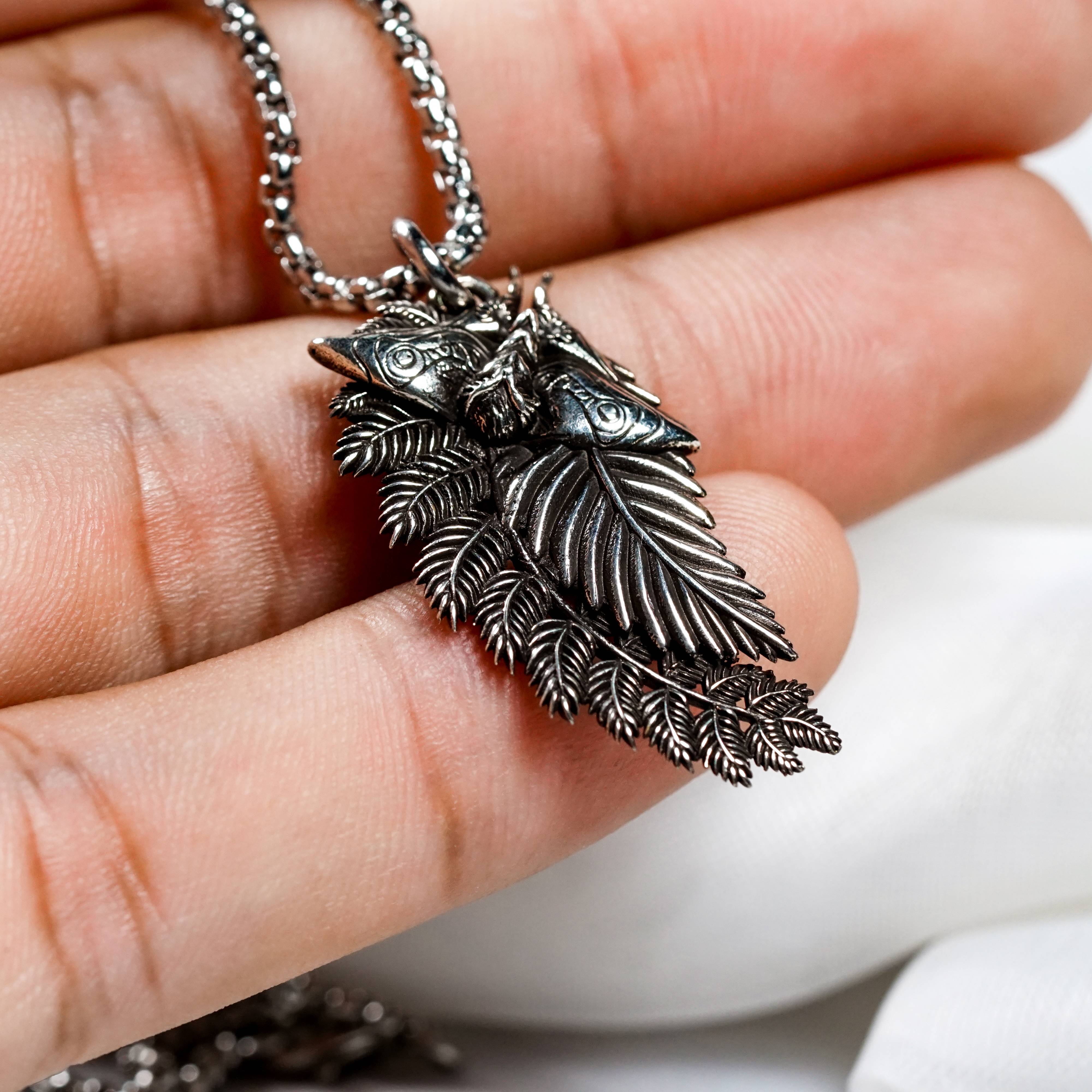 The Last of Us Silver Jewery, Ellie’s Moth & Fern Sterling Silver Pendant Necklace, Inspired by Ellie’s Tattoo from The Last of Us Part II 8 - EternaSilver DSC04547 - EternaSilver