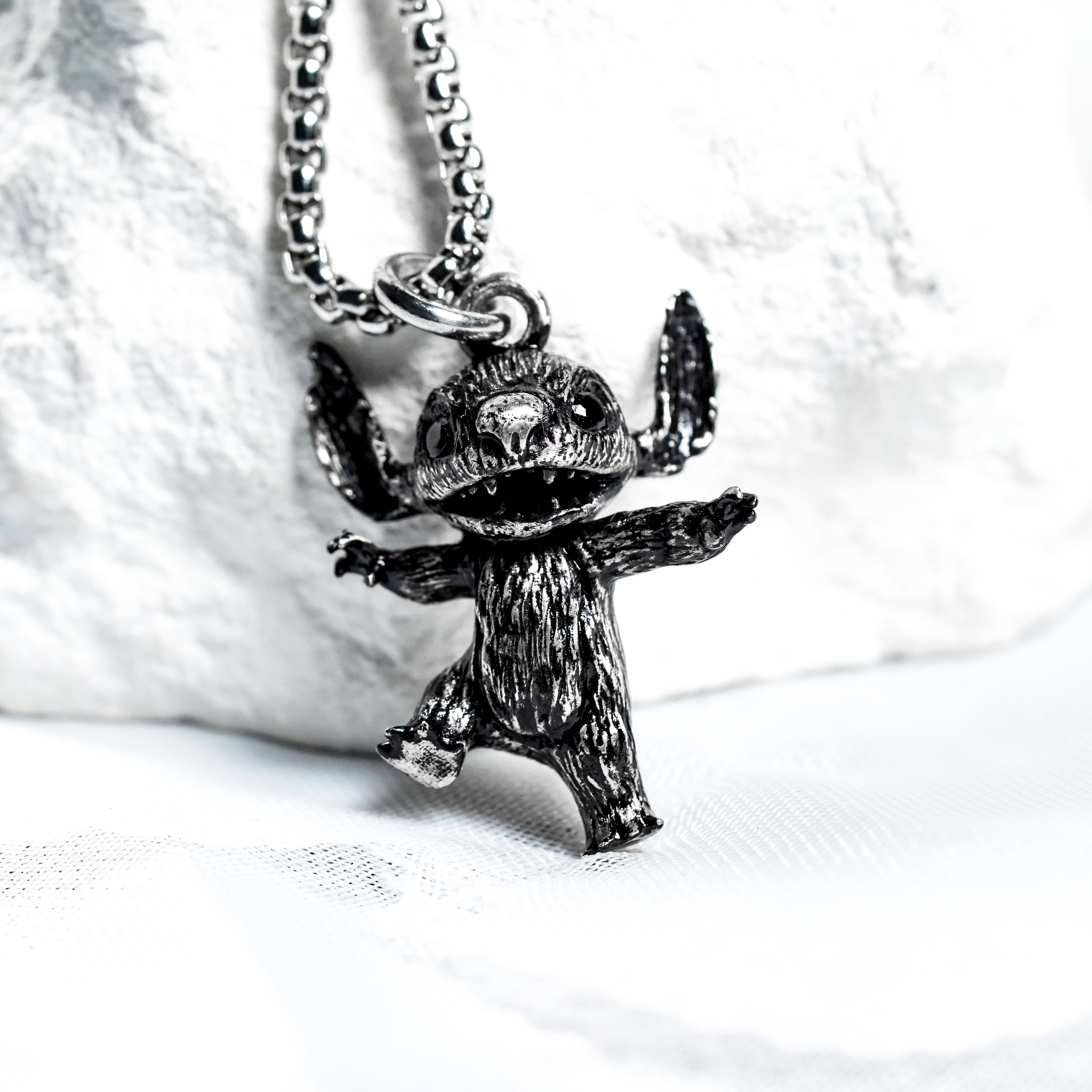 Stitch Necklace 950 Silver, Cute Stitch Pendant Jewelry for Fans of Cartoon Characters, Lilo & Stitch Necklace, Gift For Daughter, Gift for Her 7 - EternaSilver DSC04589 - EternaSilver