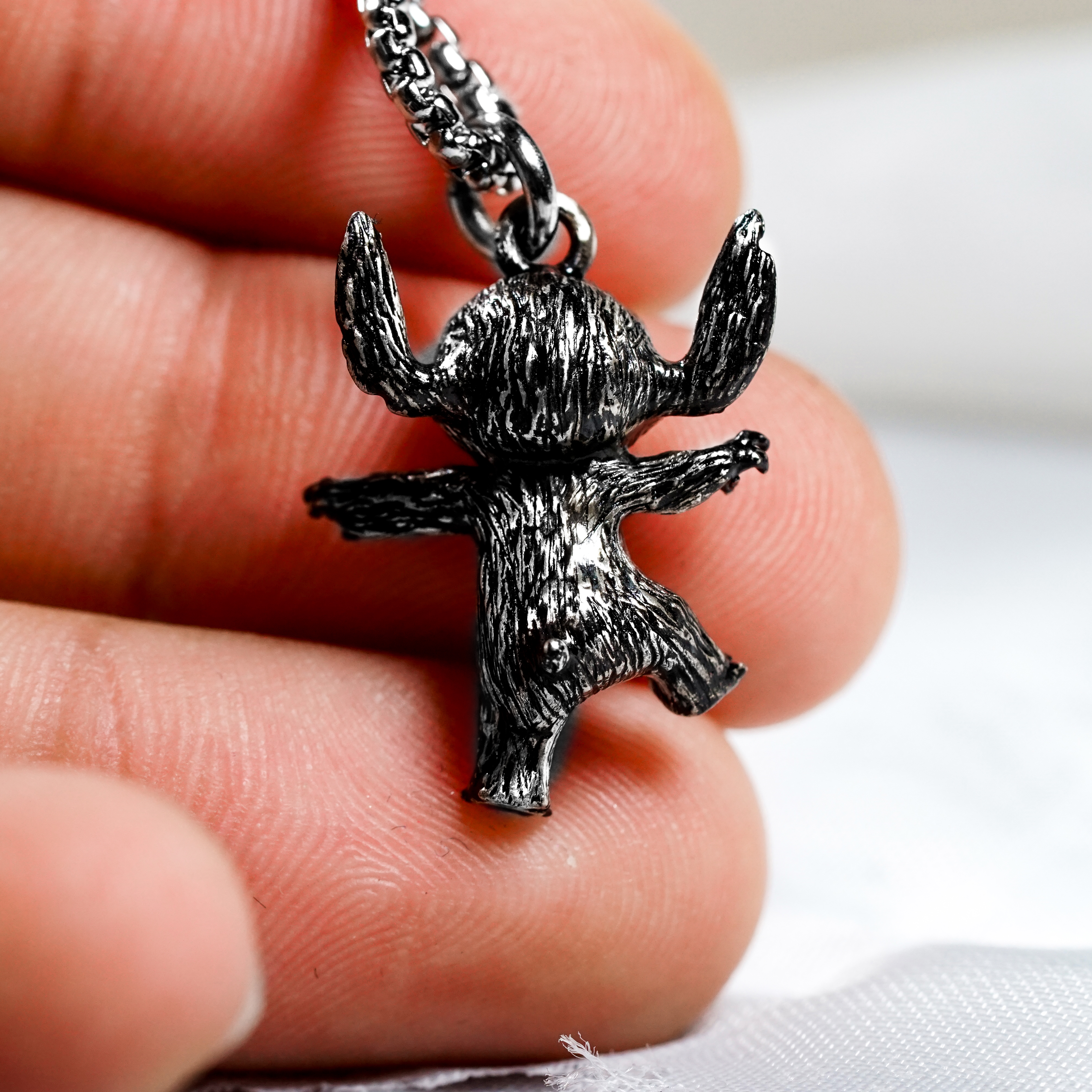 Stitch Necklace 950 Silver, Cute Stitch Pendant Jewelry for Fans of Cartoon Characters, Lilo & Stitch Necklace, Gift For Daughter, Gift for Her 5 - EternaSilver DSC04592 - EternaSilver