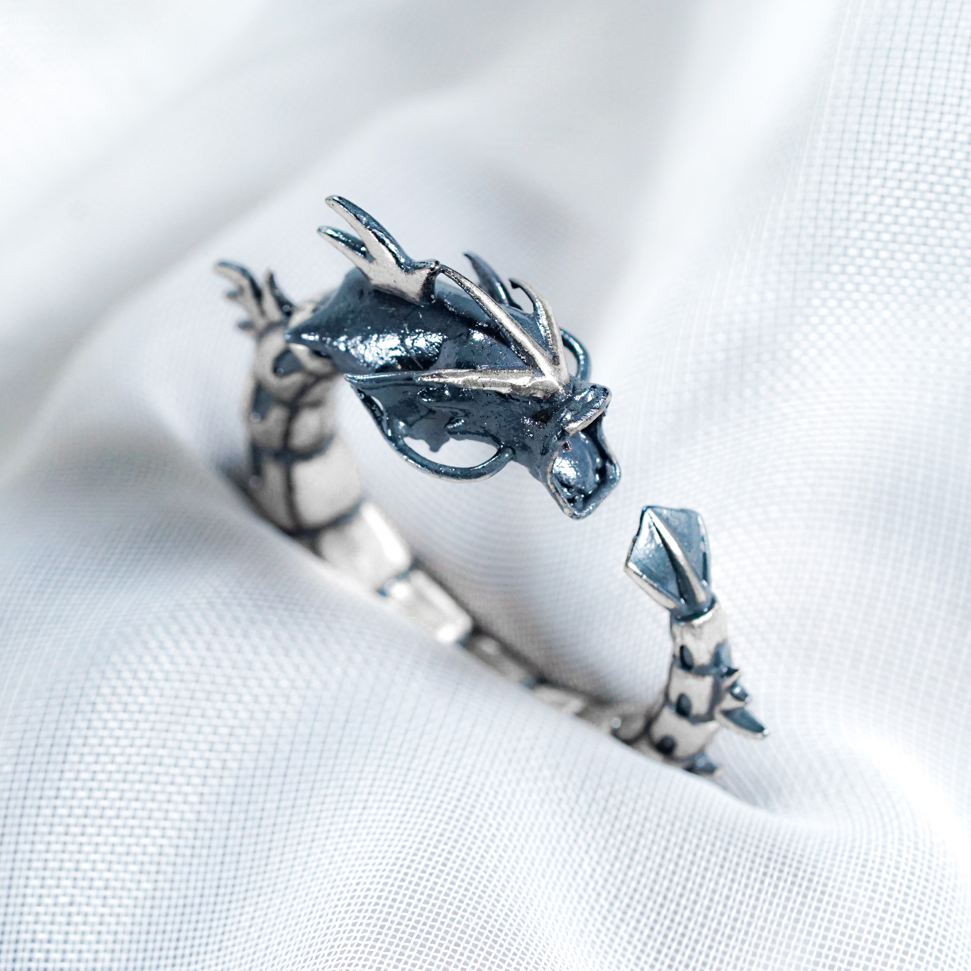 Pokemon Gyarados Wrapped Custom Ring Handmade, Gyarados Silver 950 Silver Ring Handmade, Pokemon Ring Jewelry, Gyarados Ring 3 - EternaSilver DSC04666 - EternaSilver