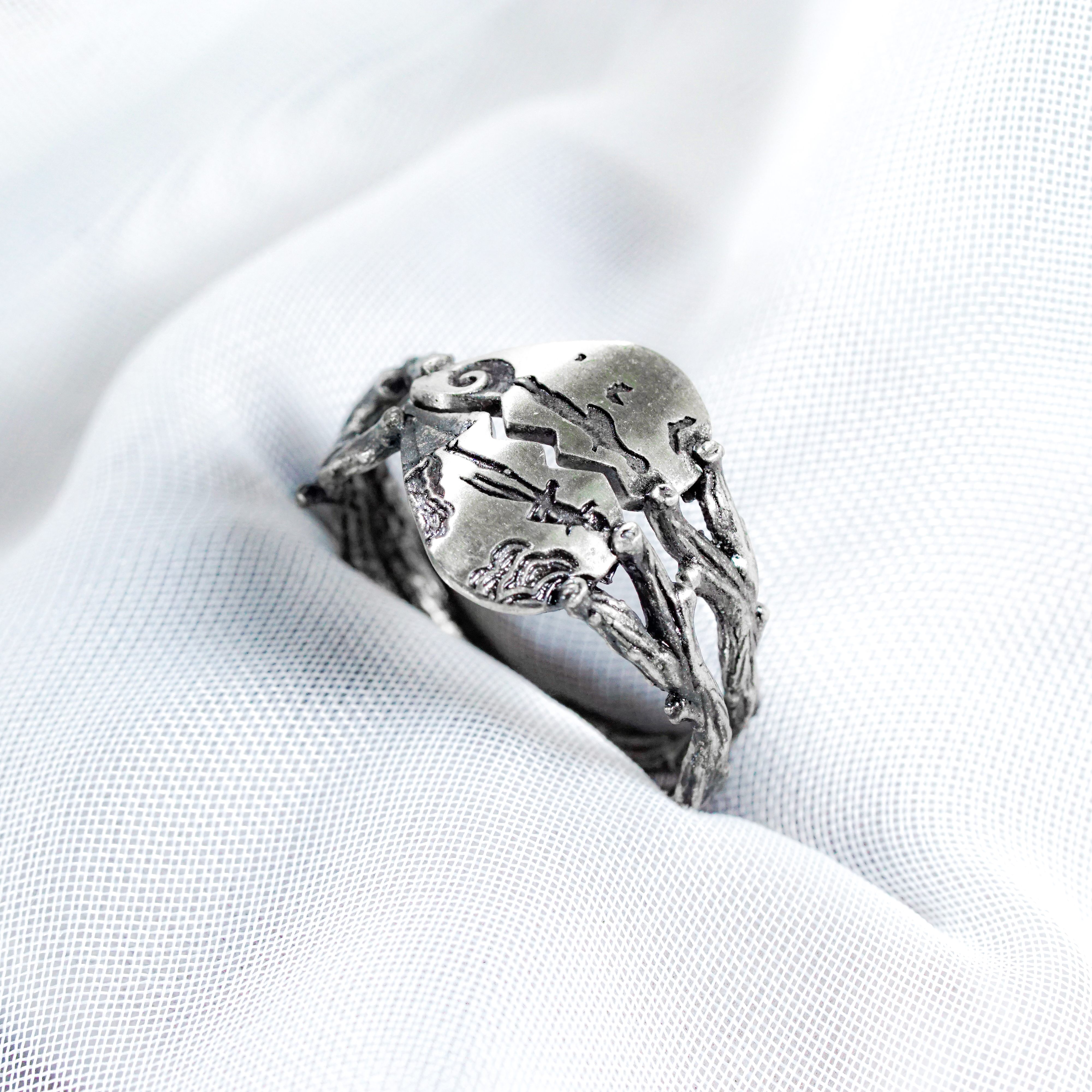 Custom Name Couple Ring Jack Skellington and Sally Handmade Silver 950, Nightmare Before Christmas Jewelry, Valentines Couple Ring 3 - EternaSilver Custom Name Couple Ring Jack Skellington and Sally Handmade Silver 950