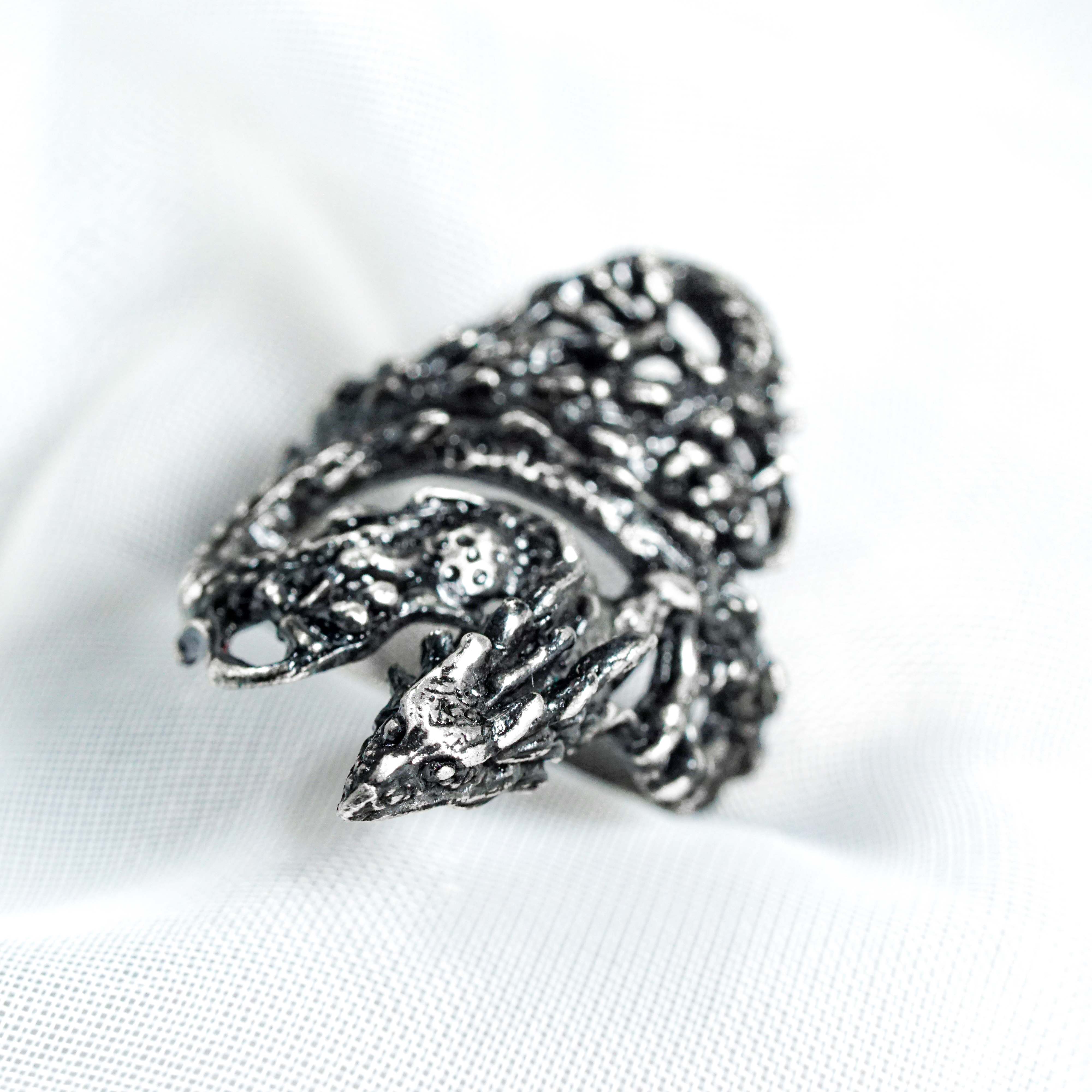 Zelda Neydra Dragon Silver Ring, Handmade 950 Silver Legend of Zelda Jewelry, Tears of the Kingdom Neydra Custom Ring 9 - EternaSilver DSC04687 - EternaSilver