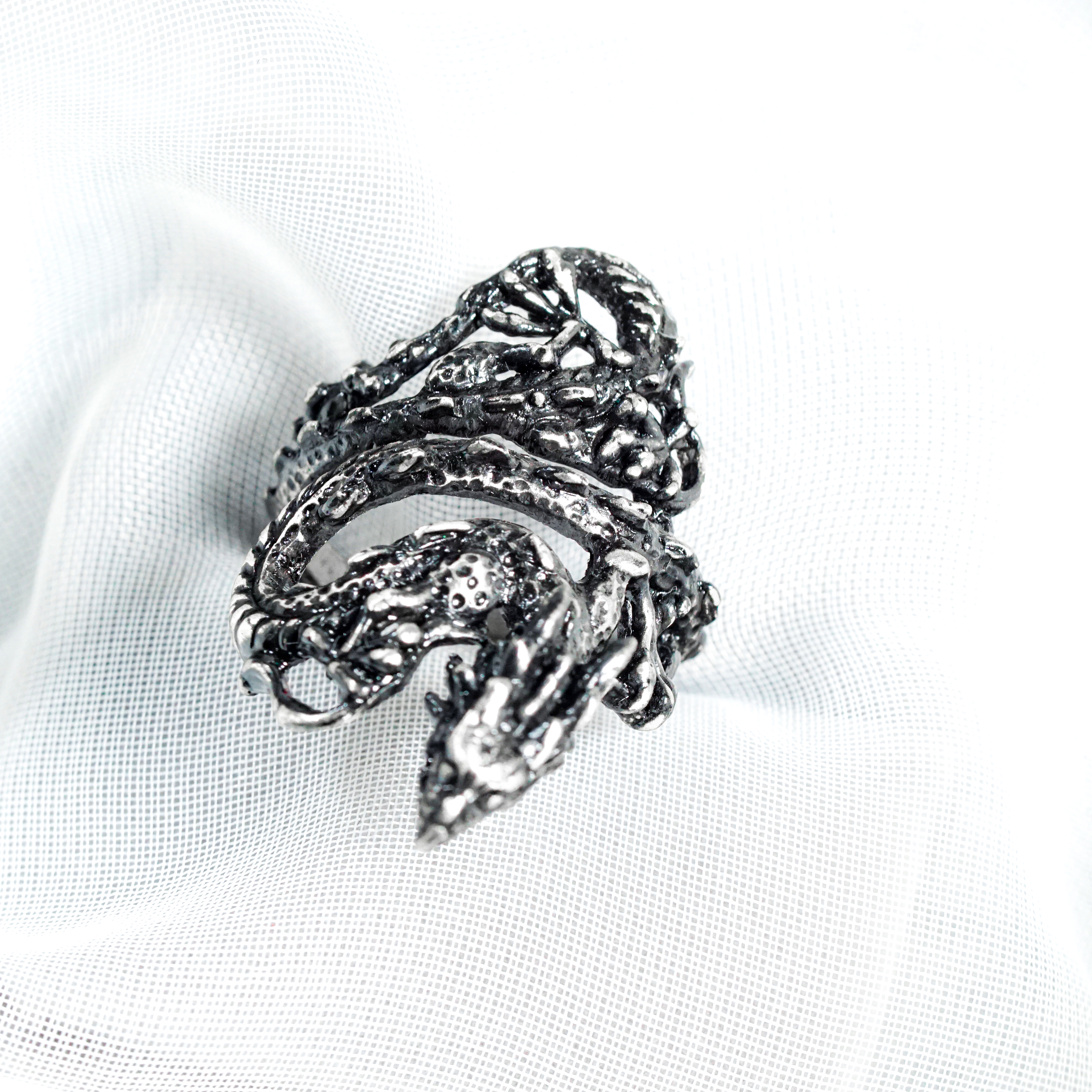 Zelda Neydra Dragon Silver Ring, Handmade 950 Silver Legend of Zelda Jewelry, Tears of the Kingdom Neydra Custom Ring 8 - EternaSilver DSC04689 - EternaSilver