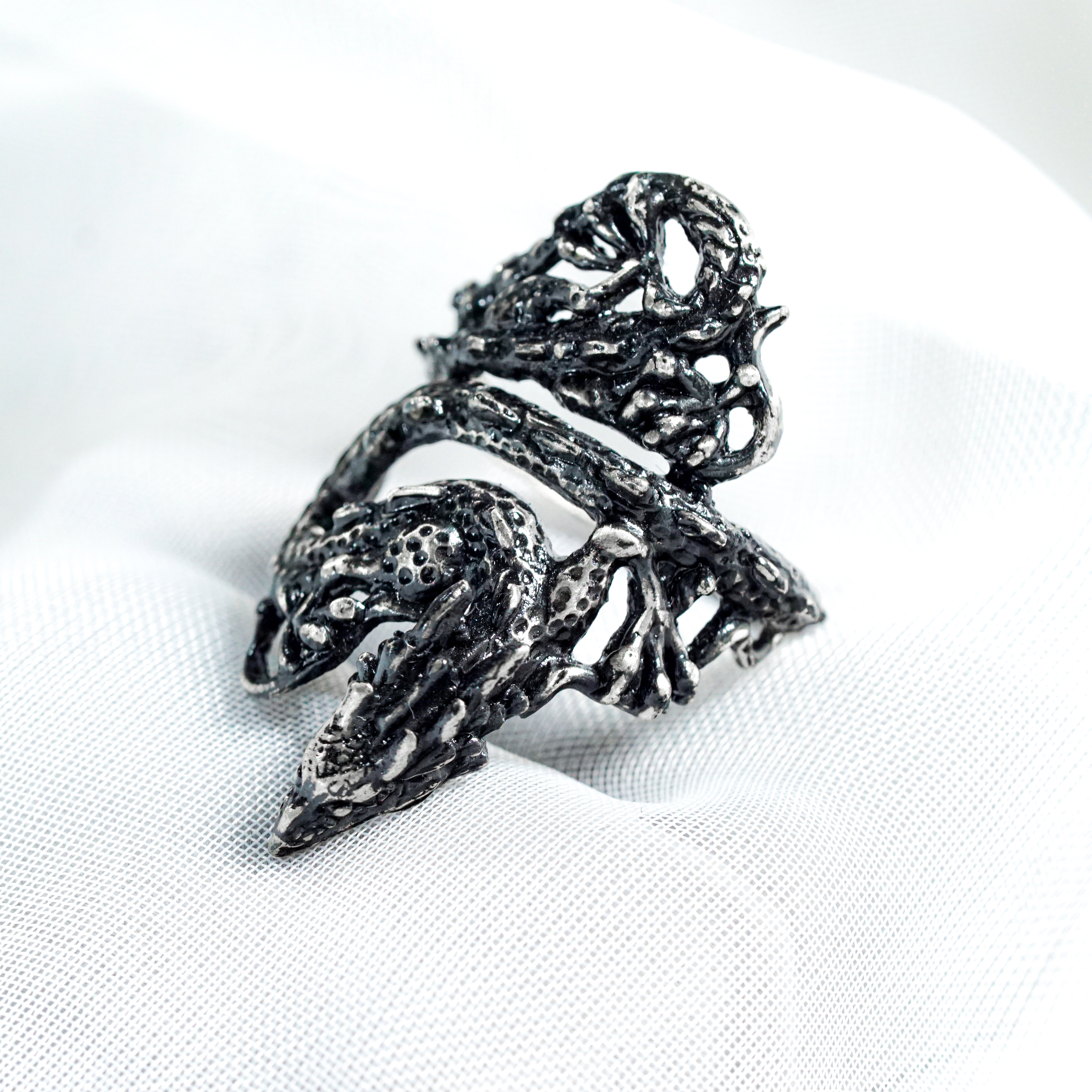 Zelda Neydra Dragon Silver Ring, Handmade 950 Silver Legend of Zelda Jewelry, Tears of the Kingdom Neydra Custom Ring 6 - EternaSilver DSC04702 - EternaSilver