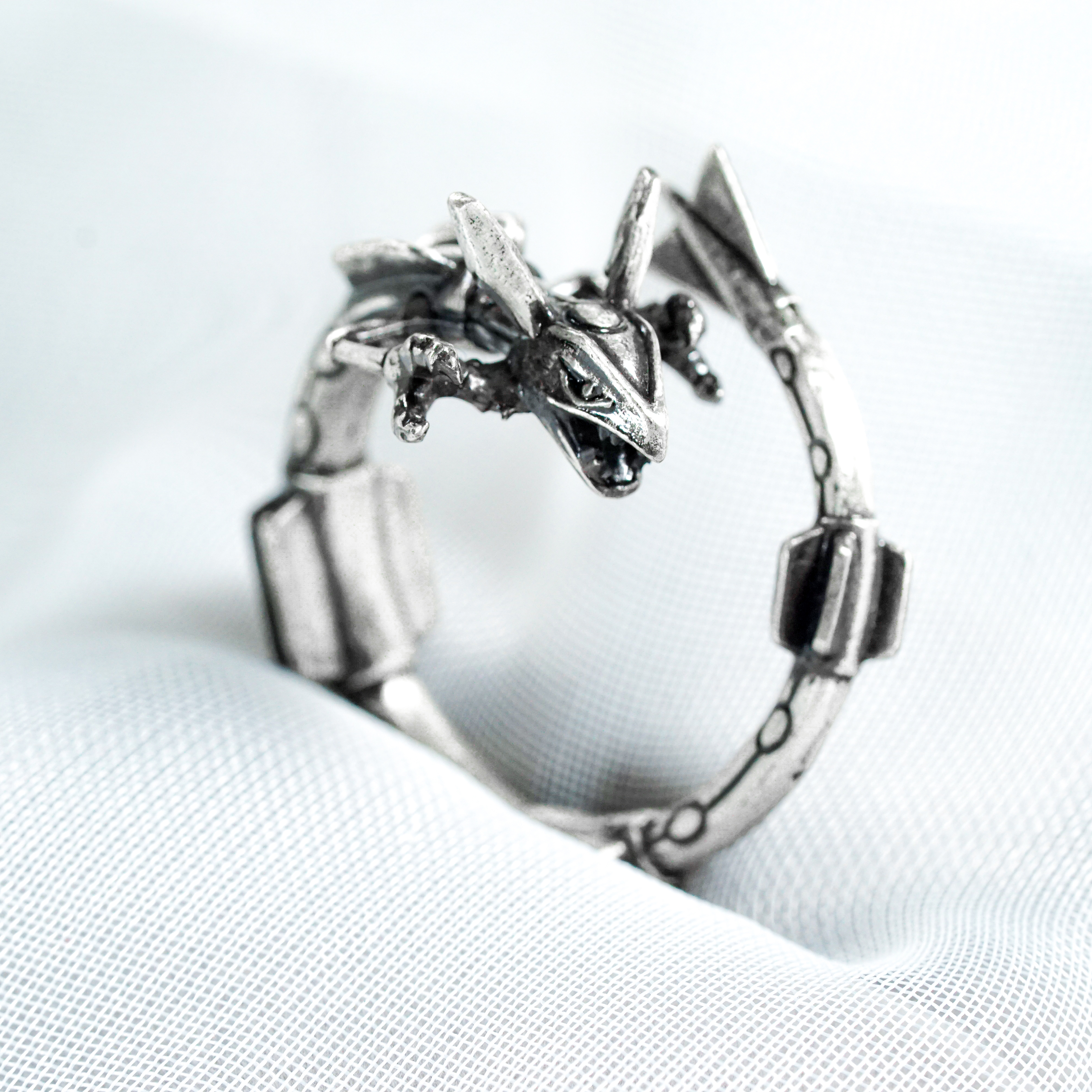 Pokemon Rayquaza Custom Signet Ring, Silver 950 Wrapped Rayquaza Ring with Pokeball Box, Perfect Pokemon Jewelry Gift for Fans 3 - EternaSilver DSC04706 - EternaSilver