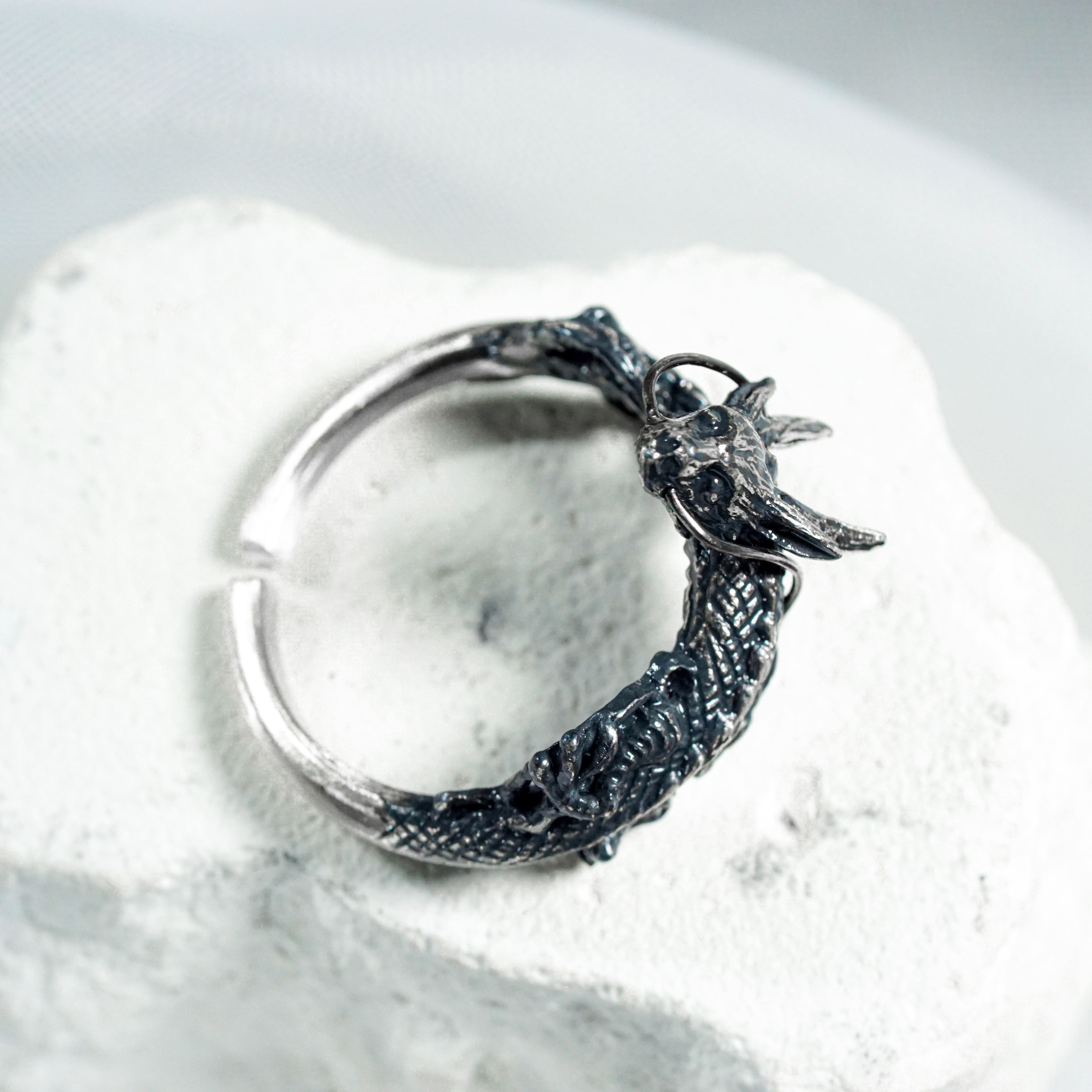Spirited Away Inspired Haku Ring, Fanmade River Spirit Dragon Ring, Handmade 950 Silver Dragon Spirit Jewelry Spirited Away Inspired Haku Ring 4 - EternaSilver DSC04722 - EternaSilver