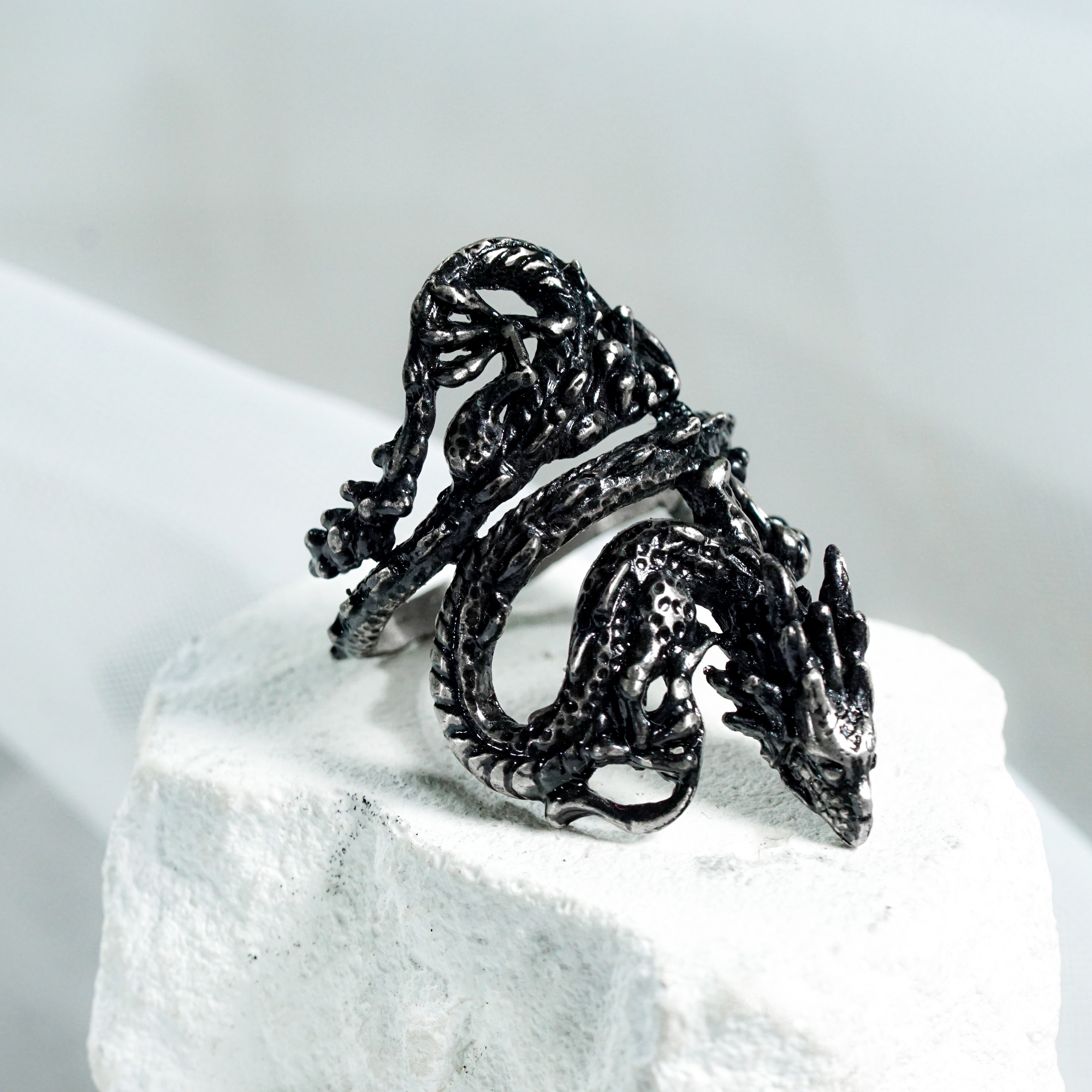 Zelda Neydra Dragon Silver Ring, Handmade 950 Silver Legend of Zelda Jewelry, Tears of the Kingdom Neydra Custom Ring 7 - EternaSilver DSC04729 - EternaSilver