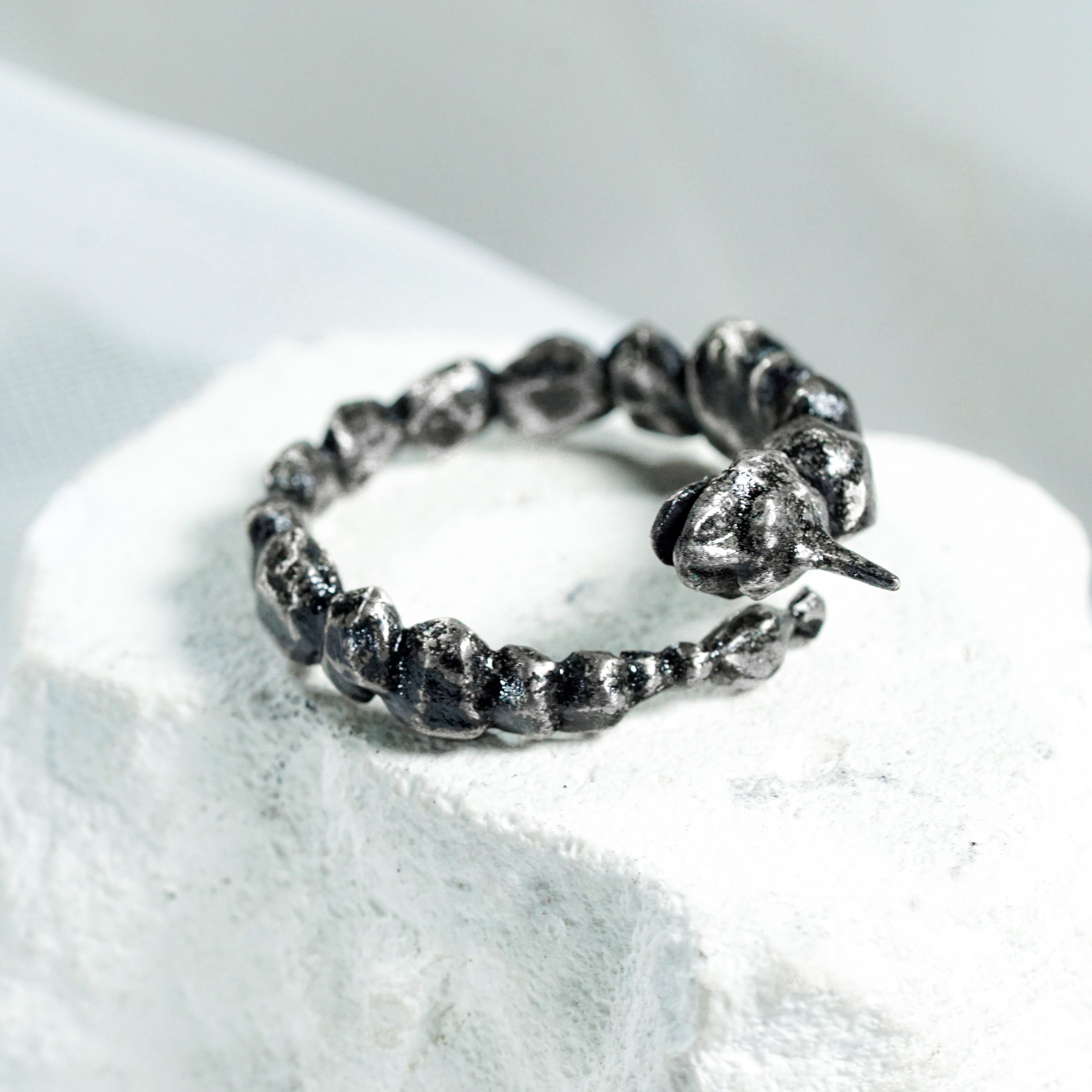 Pokemon Onix Wrapped Custom Ring Handmade, Onix Silver 950 Silver Ring Handmade, Pokemon Ring Jewelry, Onix Ring 4 - EternaSilver DSC04732 - EternaSilver