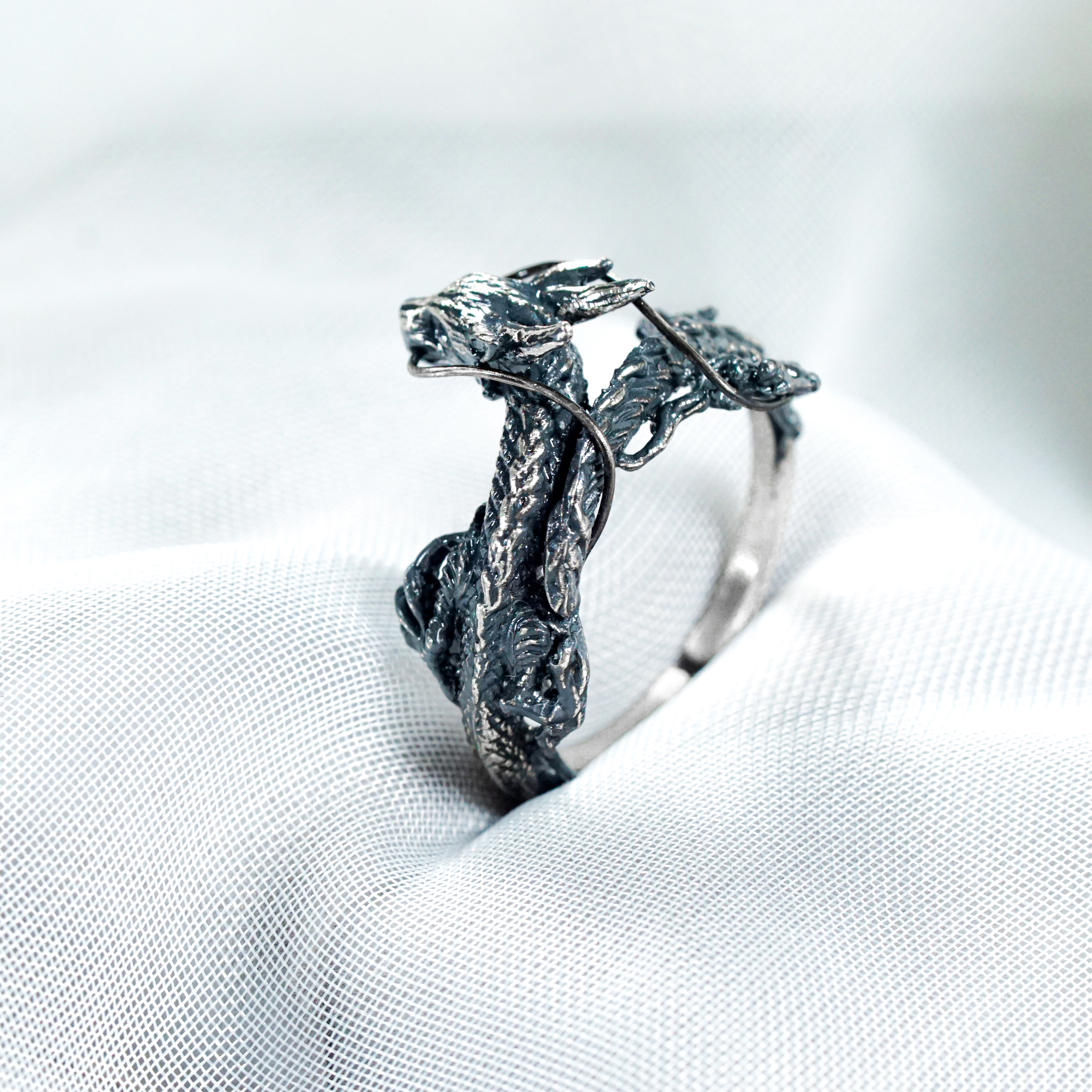 Spirited Away Inspired Haku Ring, Fanmade River Spirit Dragon Ring, Handmade 950 Silver Dragon Spirit Jewelry Spirited Away Inspired Haku Ring 5 - EternaSilver DSC04743 - EternaSilver