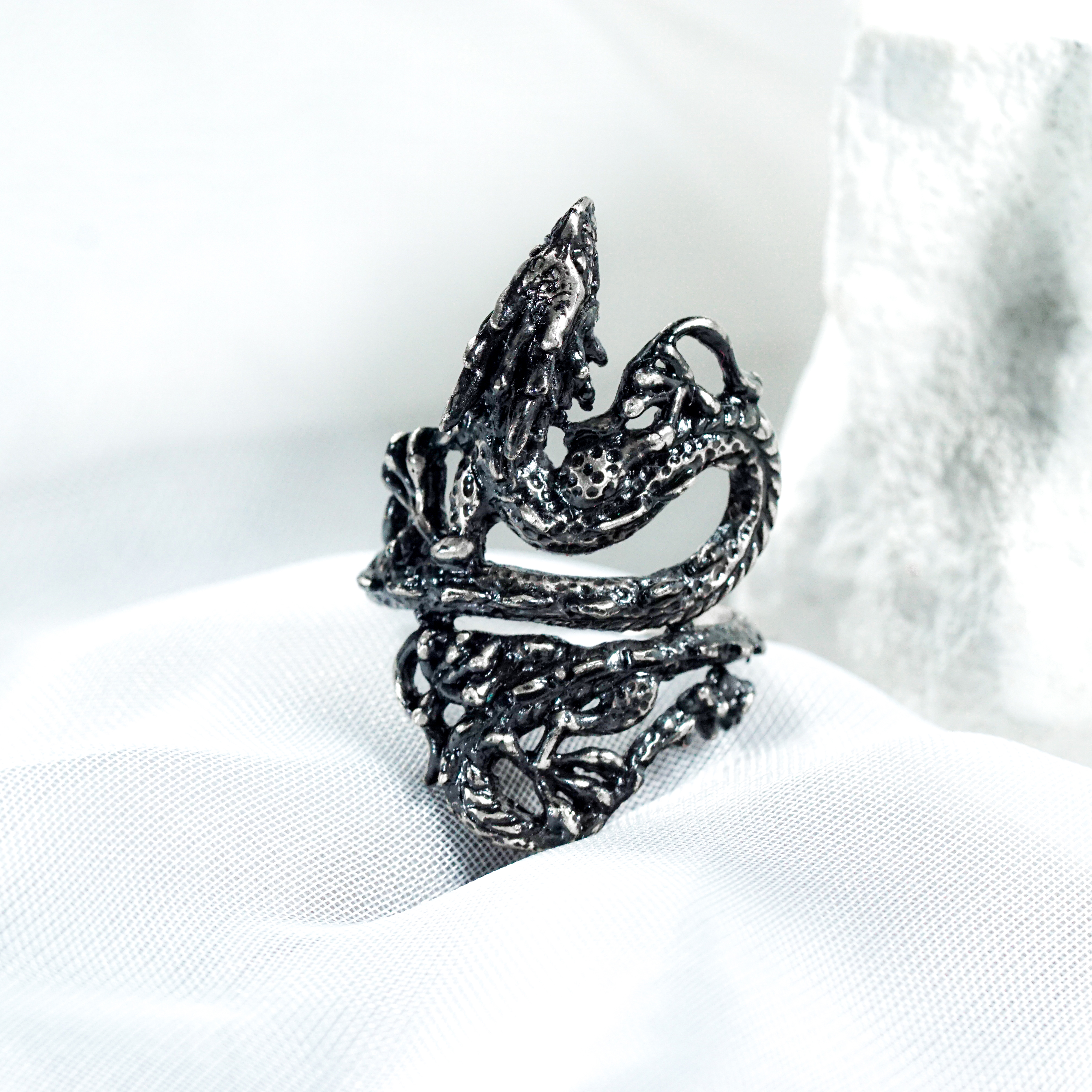 Zelda Neydra Dragon Silver Ring, Handmade 950 Silver Legend of Zelda Jewelry, Tears of the Kingdom Neydra Custom Ring 5 - EternaSilver DSC04753 - EternaSilver
