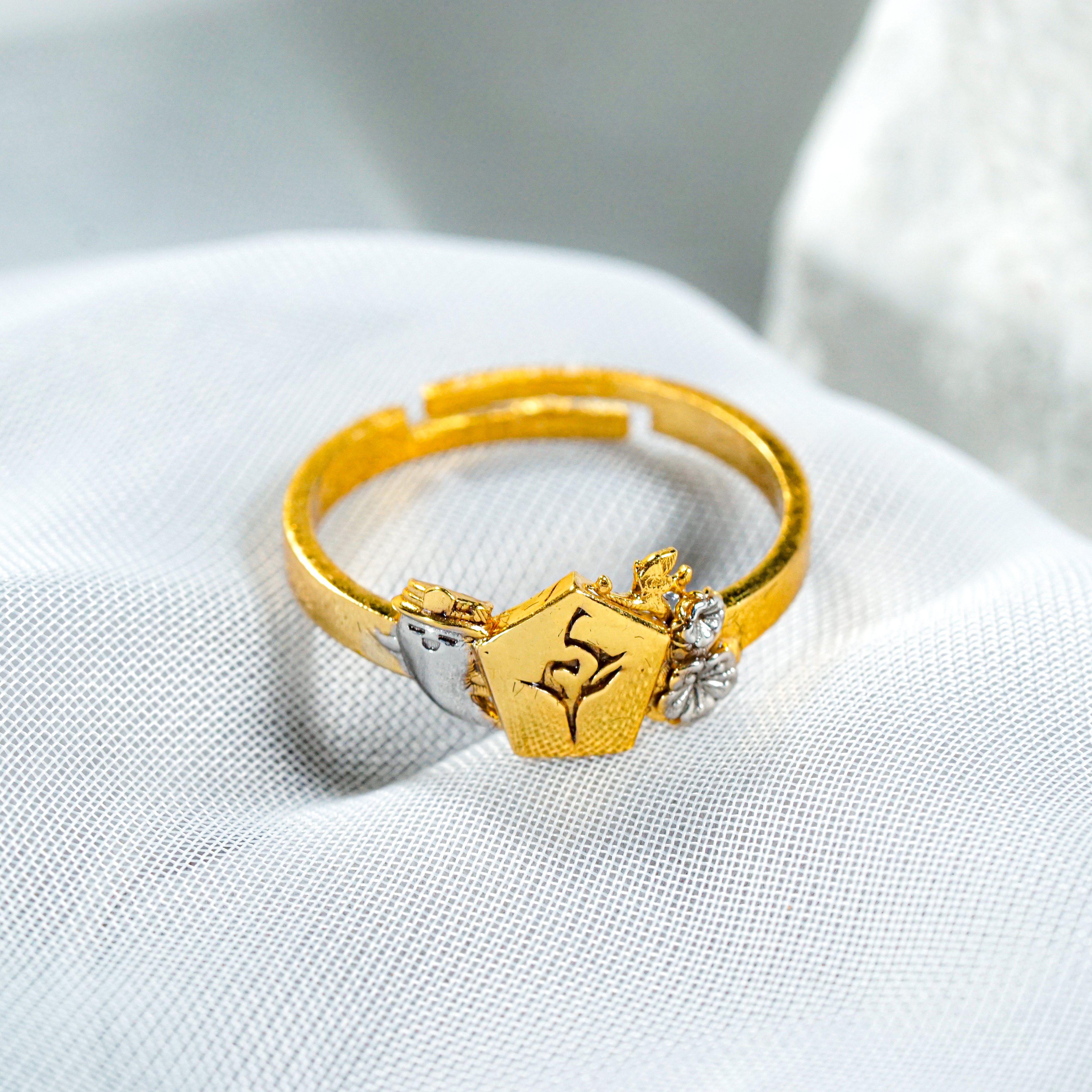 Genshin Impact Hu Tao Custom Ring, Boo Tao Pattern Sterling Silver/Gold Handmade Women’s Signet Ring, Genshin Jewelry for Fans