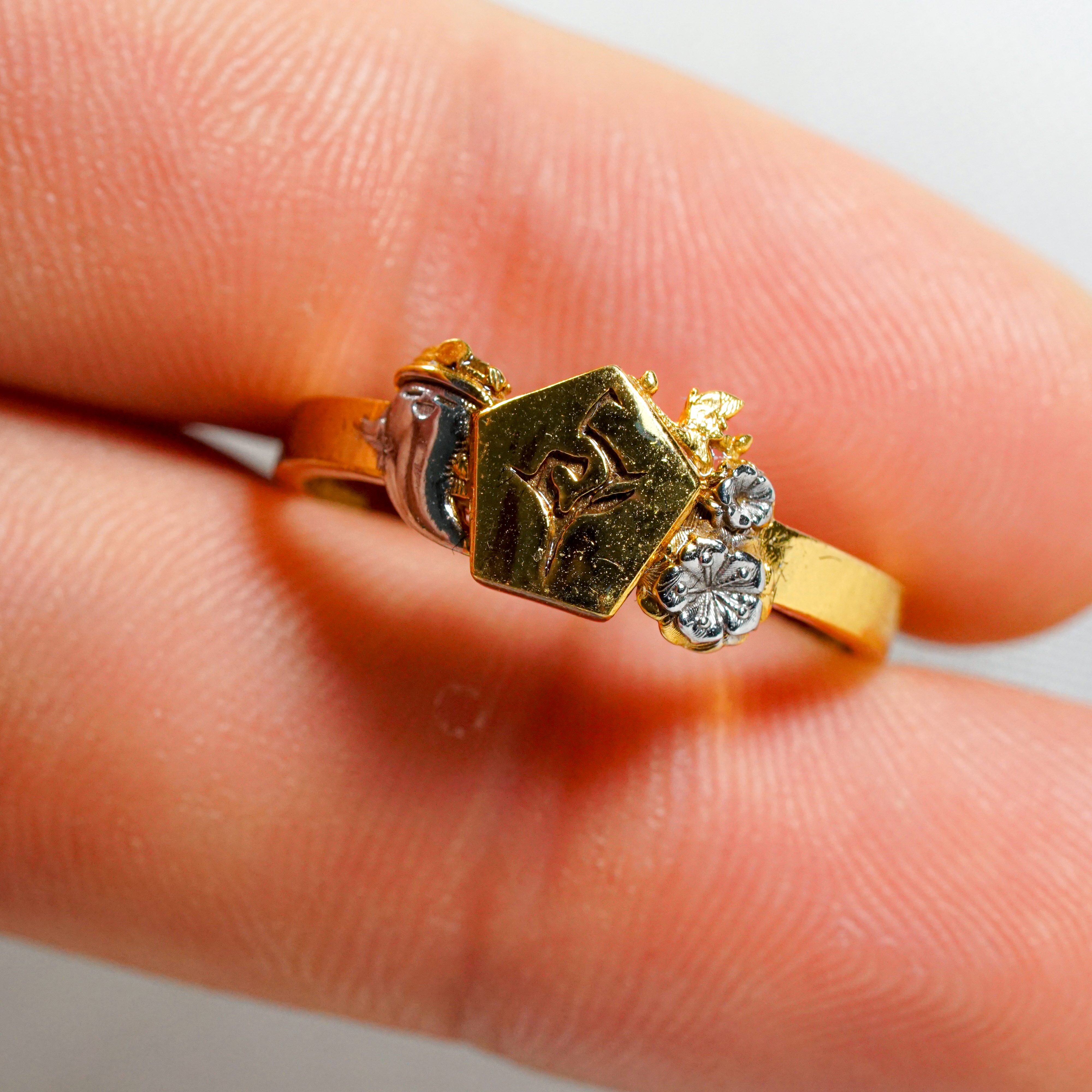 Genshin Impact Hu Tao Custom Ring, Boo Tao Pattern Sterling Silver/Gold Handmade Women’s Signet Ring, Genshin Jewelry for Fans 3 - EternaSilver DSC04769 - EternaSilver