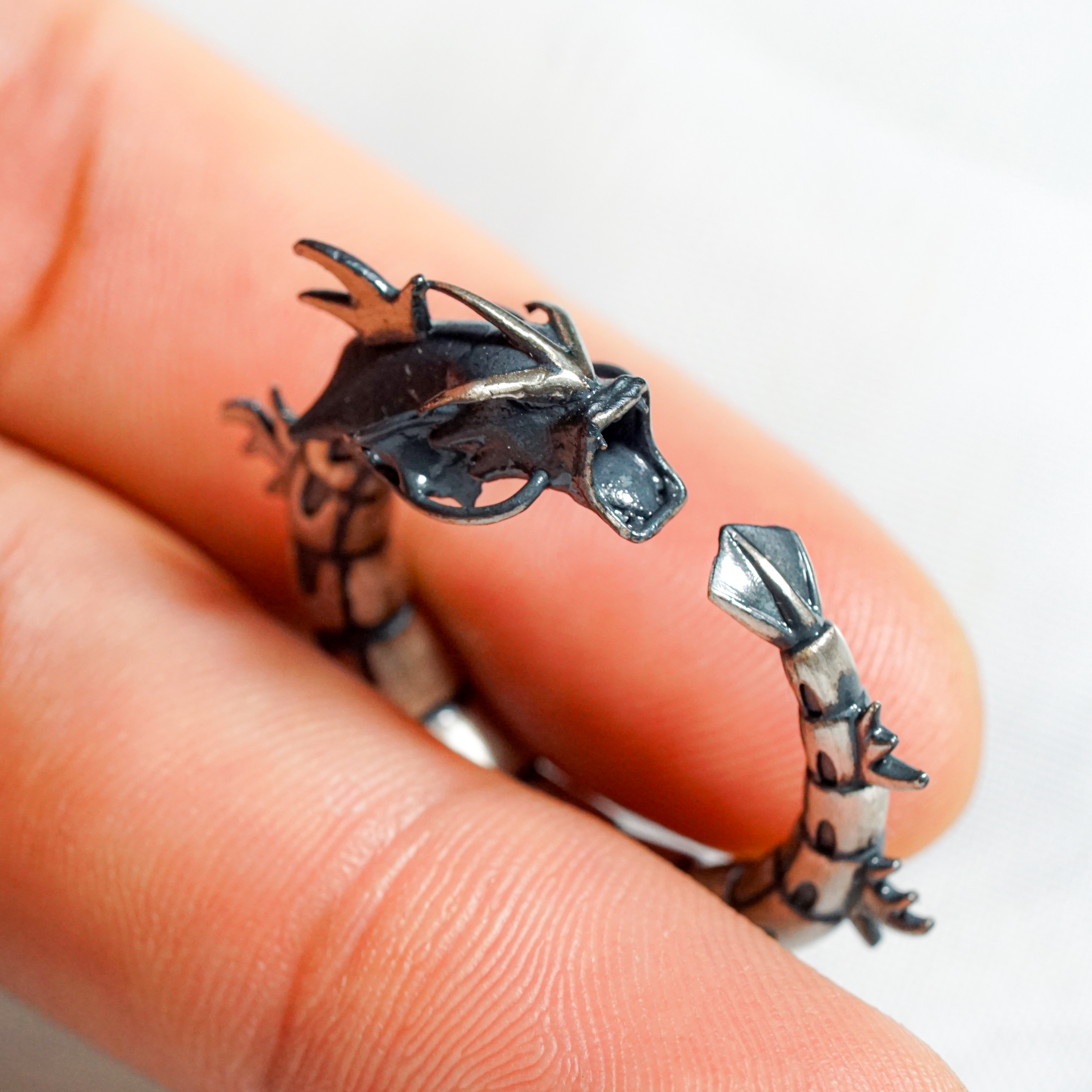 Pokemon Gyarados Wrapped Custom Ring Handmade, Gyarados Silver 950 Silver Ring Handmade, Pokemon Ring Jewelry, Gyarados Ring 5 - EternaSilver DSC04772 - EternaSilver