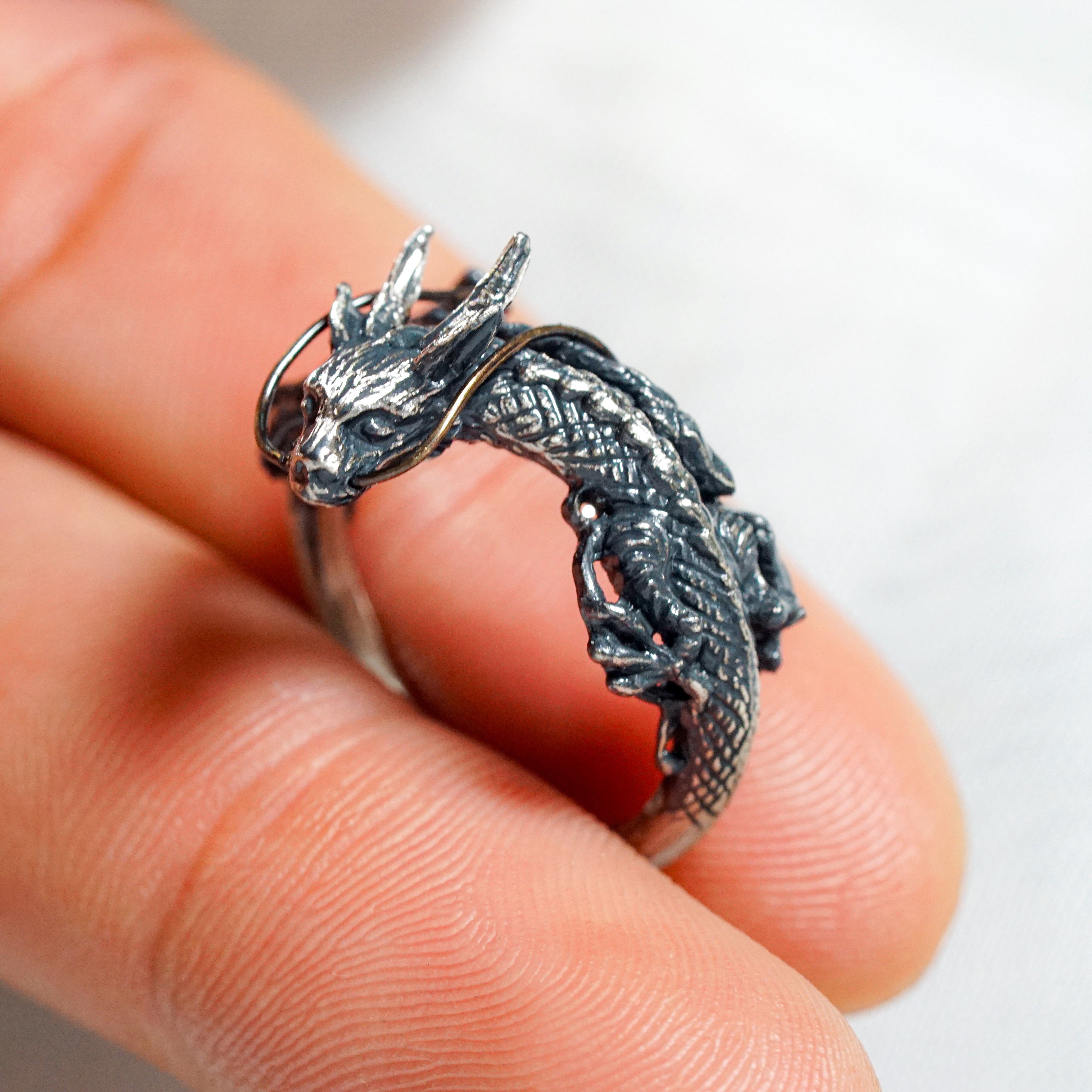 Spirited Away Inspired Haku Ring, Fanmade River Spirit Dragon Ring, Handmade 950 Silver Dragon Spirit Jewelry Spirited Away Inspired Haku Ring 6 - EternaSilver DSC04773 - EternaSilver