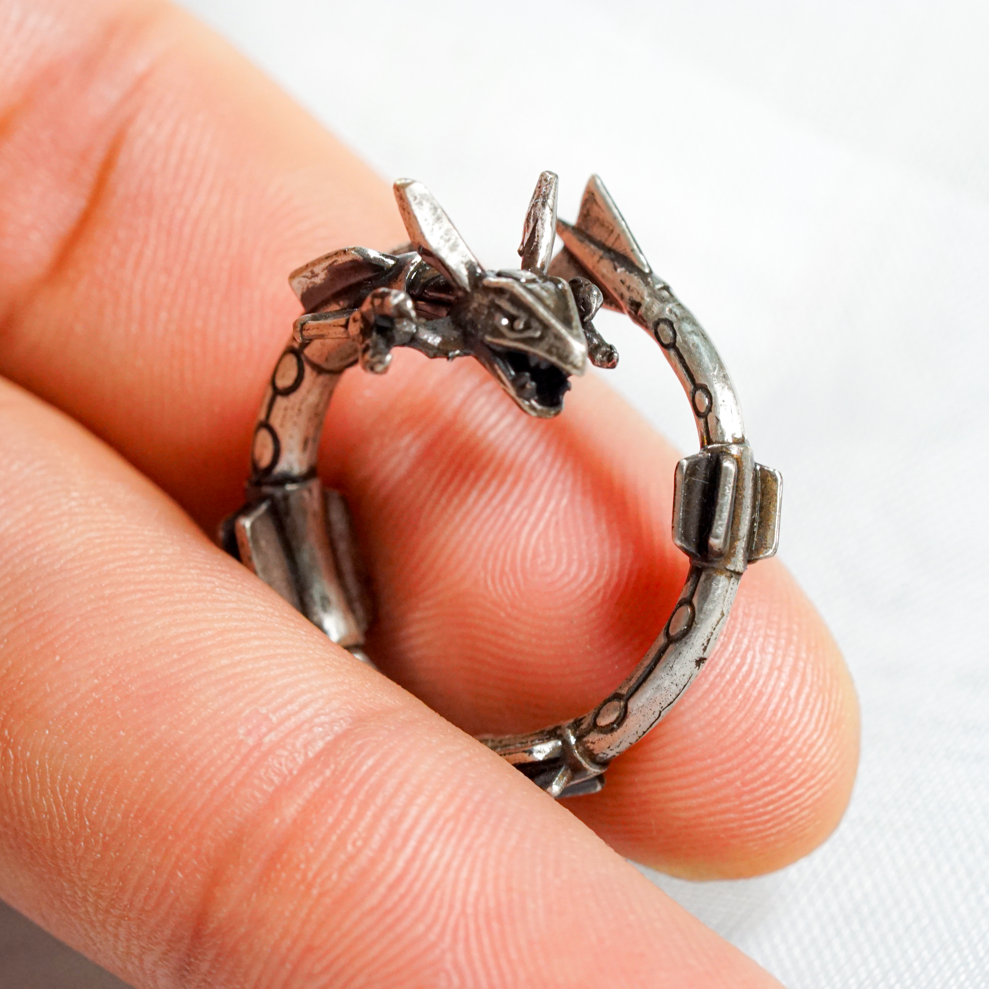 Pokemon Rayquaza Custom Signet Ring, Silver 950 Wrapped Rayquaza Ring with Pokeball Box, Perfect Pokemon Jewelry Gift for Fans 6 - EternaSilver DSC04774 - EternaSilver