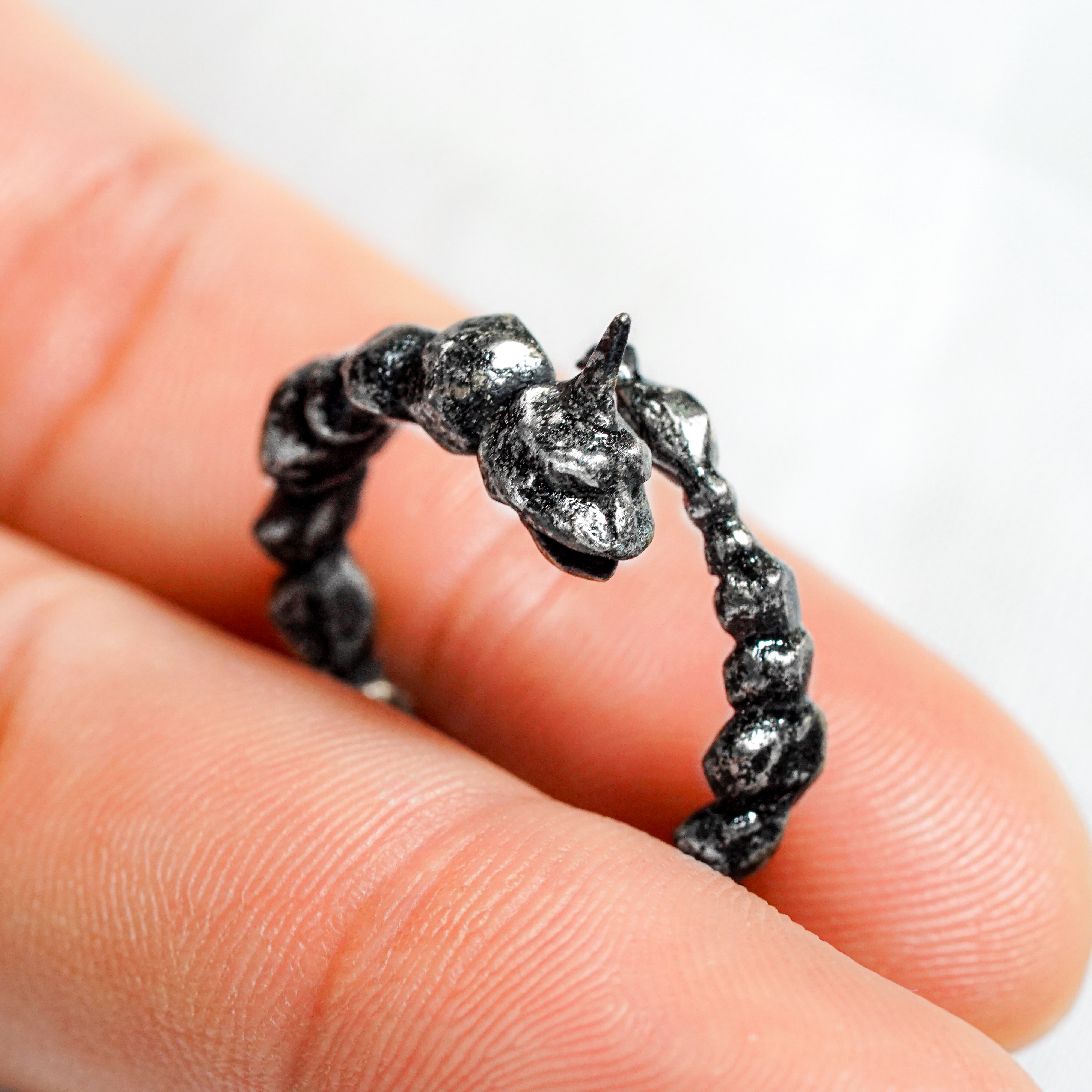 Pokemon Onix Wrapped Custom Ring Handmade, Onix Silver 950 Silver Ring Handmade, Pokemon Ring Jewelry, Onix Ring 6 - EternaSilver DSC04782 - EternaSilver