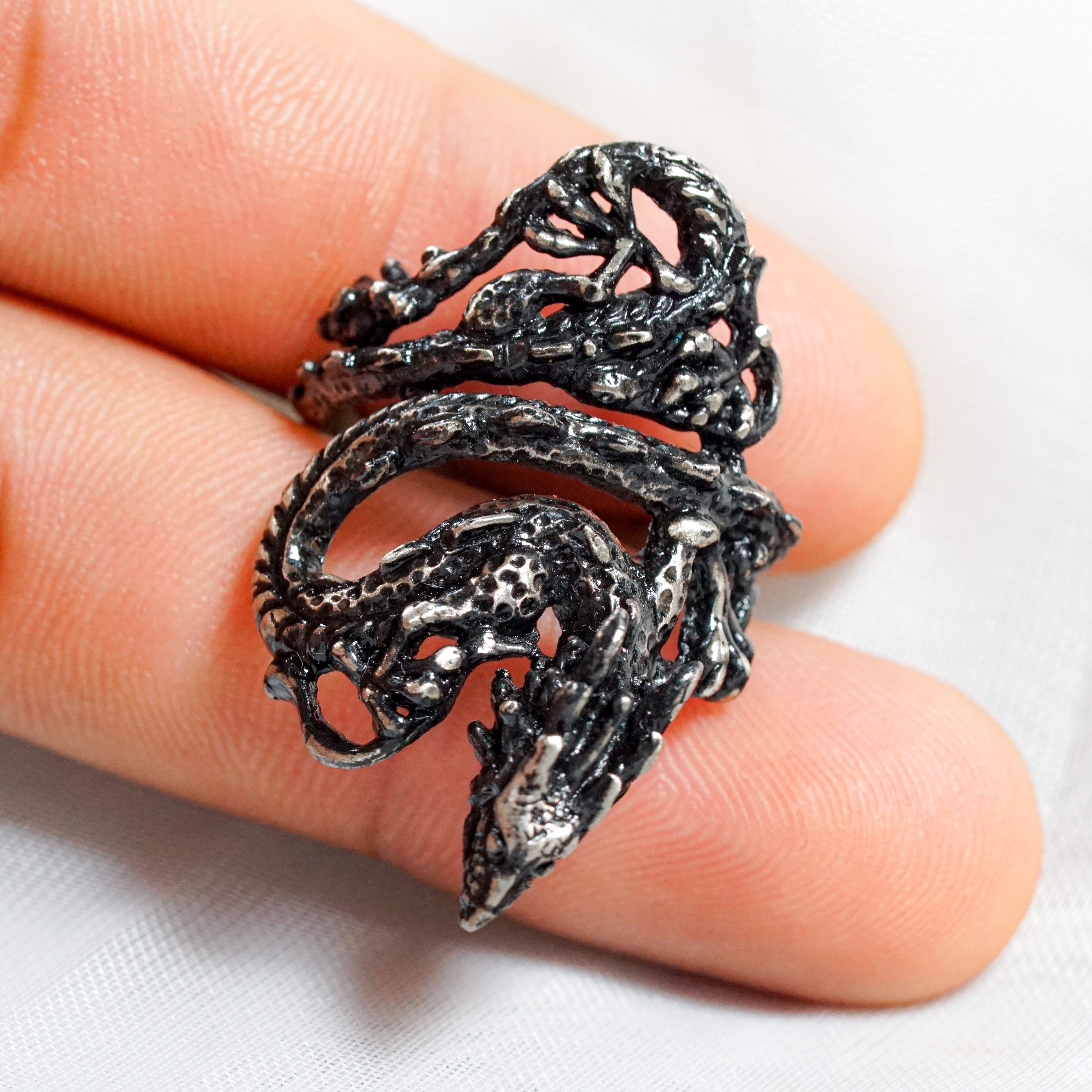 Zelda Neydra Dragon Silver Ring, Handmade 950 Silver Legend of Zelda Jewelry, Tears of the Kingdom Neydra Custom Ring 4 - EternaSilver DSC04789 - EternaSilver