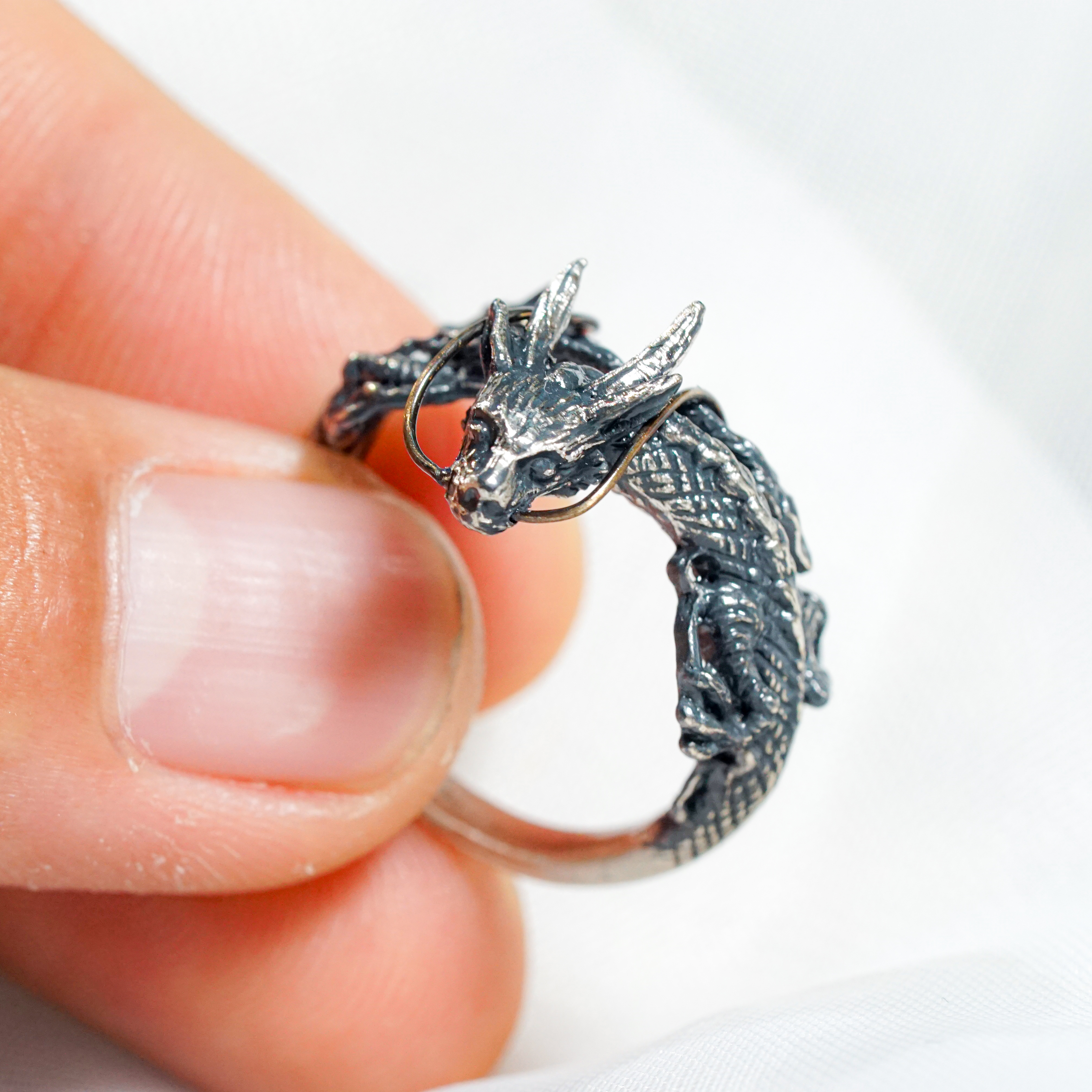 Spirited Away Inspired Haku Ring, Fanmade River Spirit Dragon Ring, Handmade 950 Silver Dragon Spirit Jewelry Spirited Away Inspired Haku Ring 7 - EternaSilver DSC04794 - EternaSilver