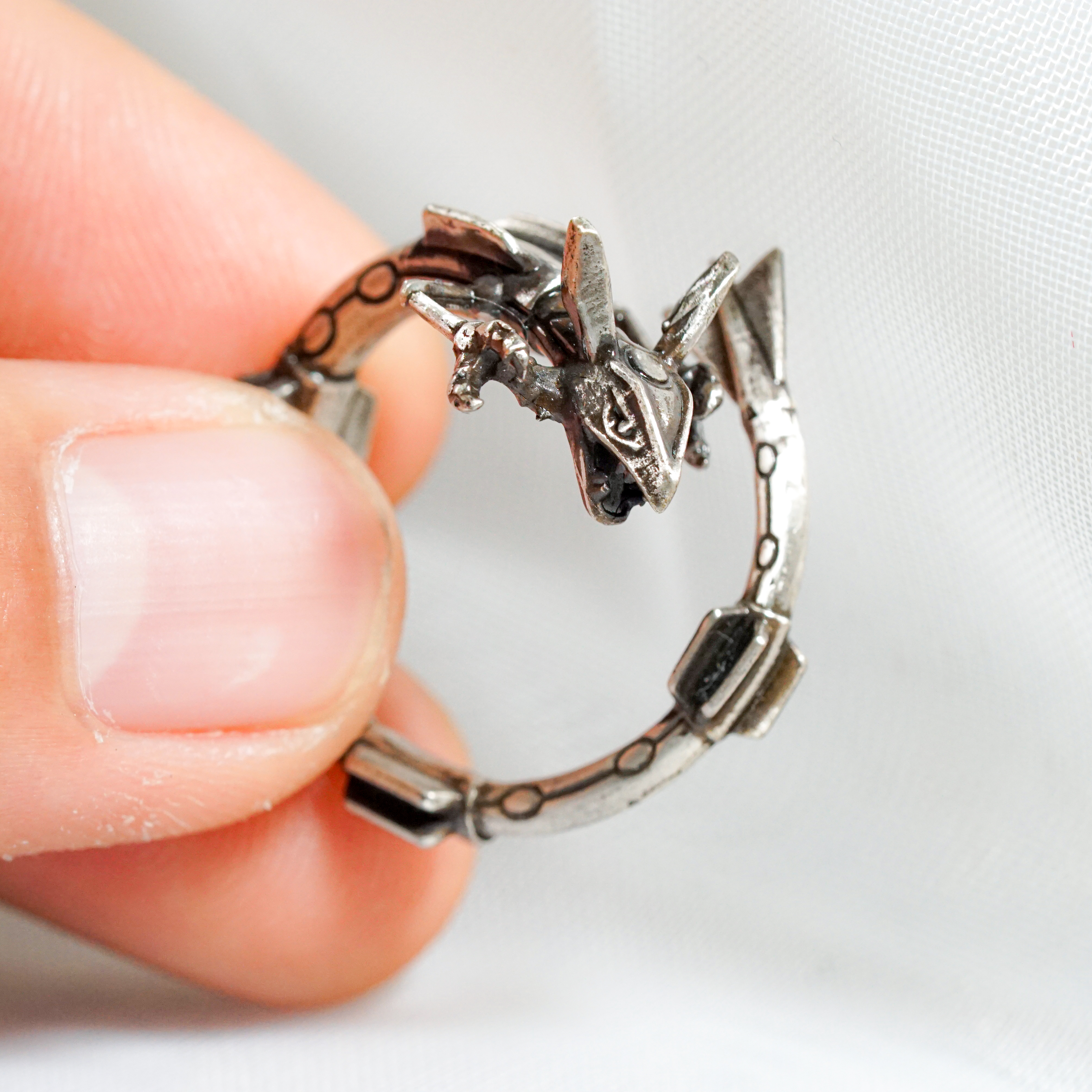 Pokemon Rayquaza Custom Signet Ring, Silver 950 Wrapped Rayquaza Ring with Pokeball Box, Perfect Pokemon Jewelry Gift for Fans 7 - EternaSilver DSC04797 - EternaSilver