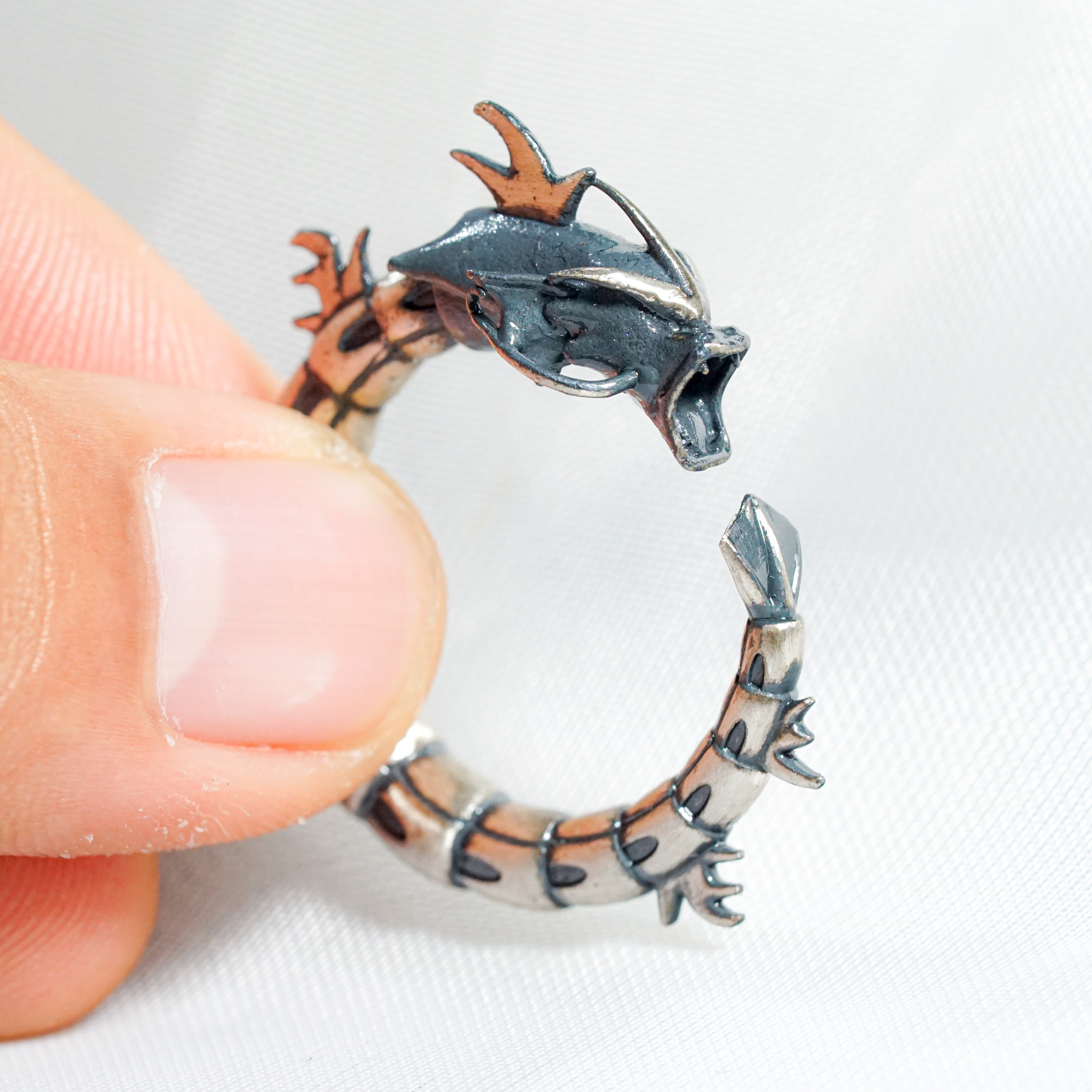 Pokemon Gyarados Wrapped Custom Ring Handmade, Gyarados Silver 950 Silver Ring Handmade, Pokemon Ring Jewelry, Gyarados Ring 6 - EternaSilver DSC04802 - EternaSilver