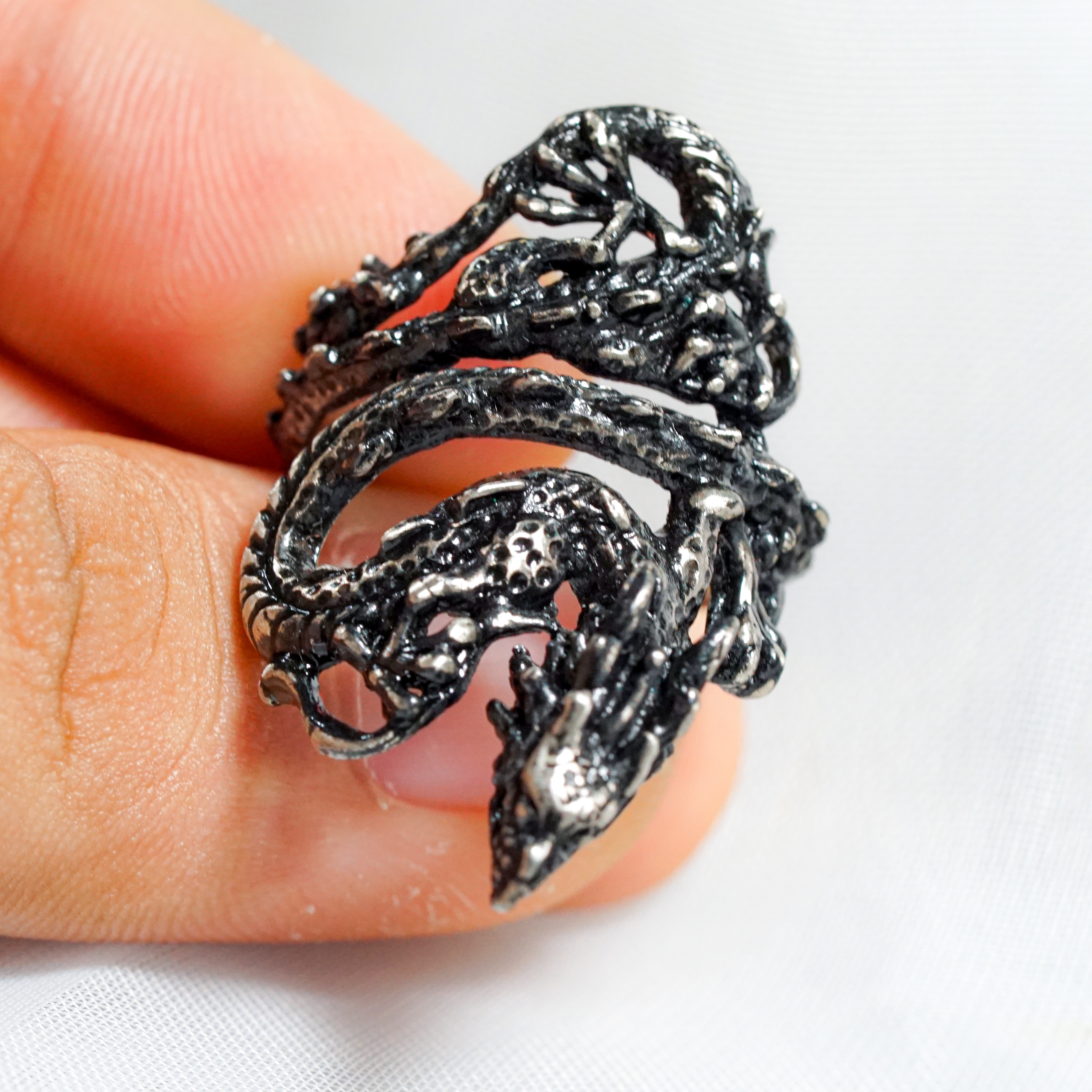 Zelda Neydra Dragon Silver Ring, Handmade 950 Silver Legend of Zelda Jewelry, Tears of the Kingdom Neydra Custom Ring 3 - EternaSilver DSC04809 - EternaSilver