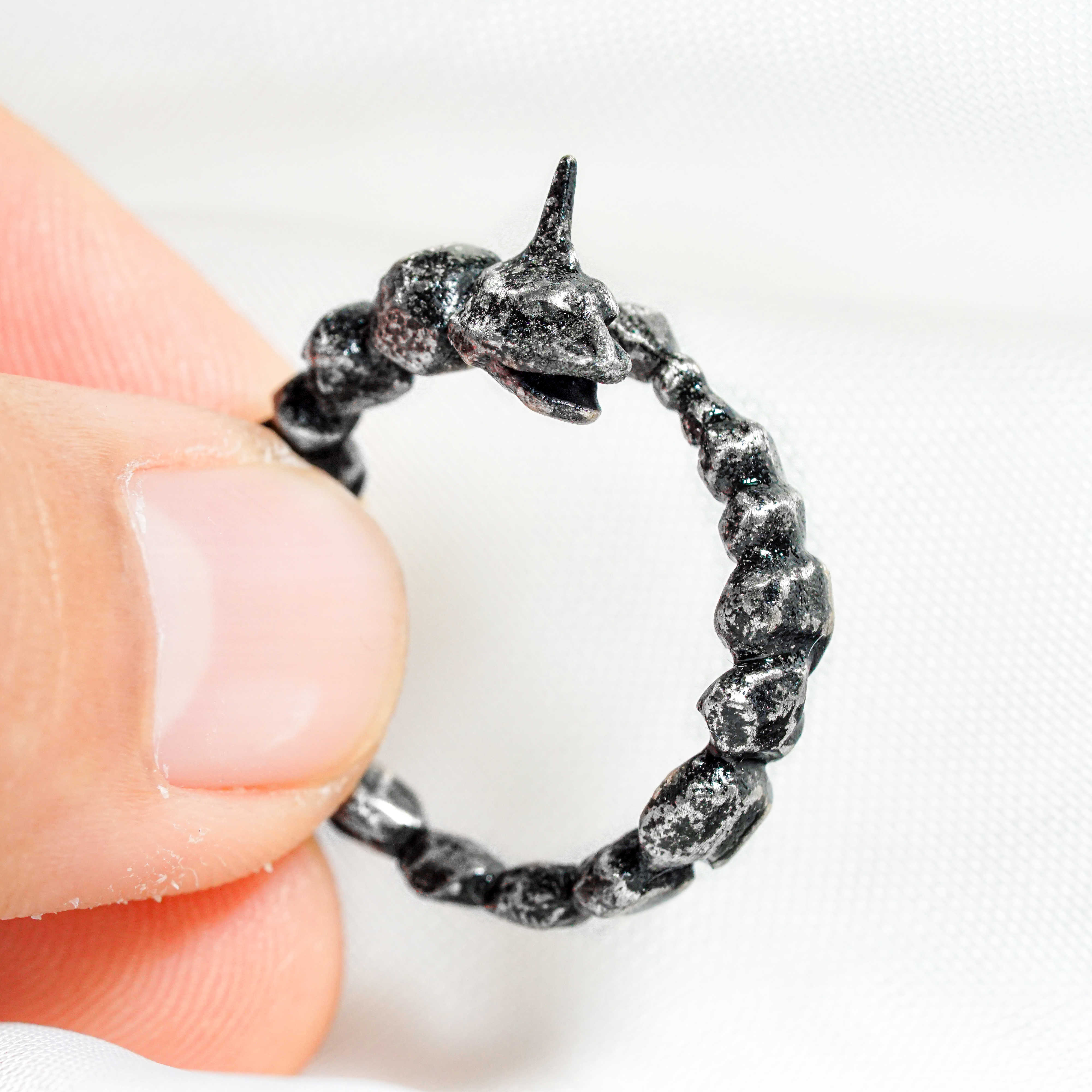 Pokemon Onix Wrapped Custom Ring Handmade, Onix Silver 950 Silver Ring Handmade, Pokemon Ring Jewelry, Onix Ring 7 - EternaSilver DSC04812 - EternaSilver