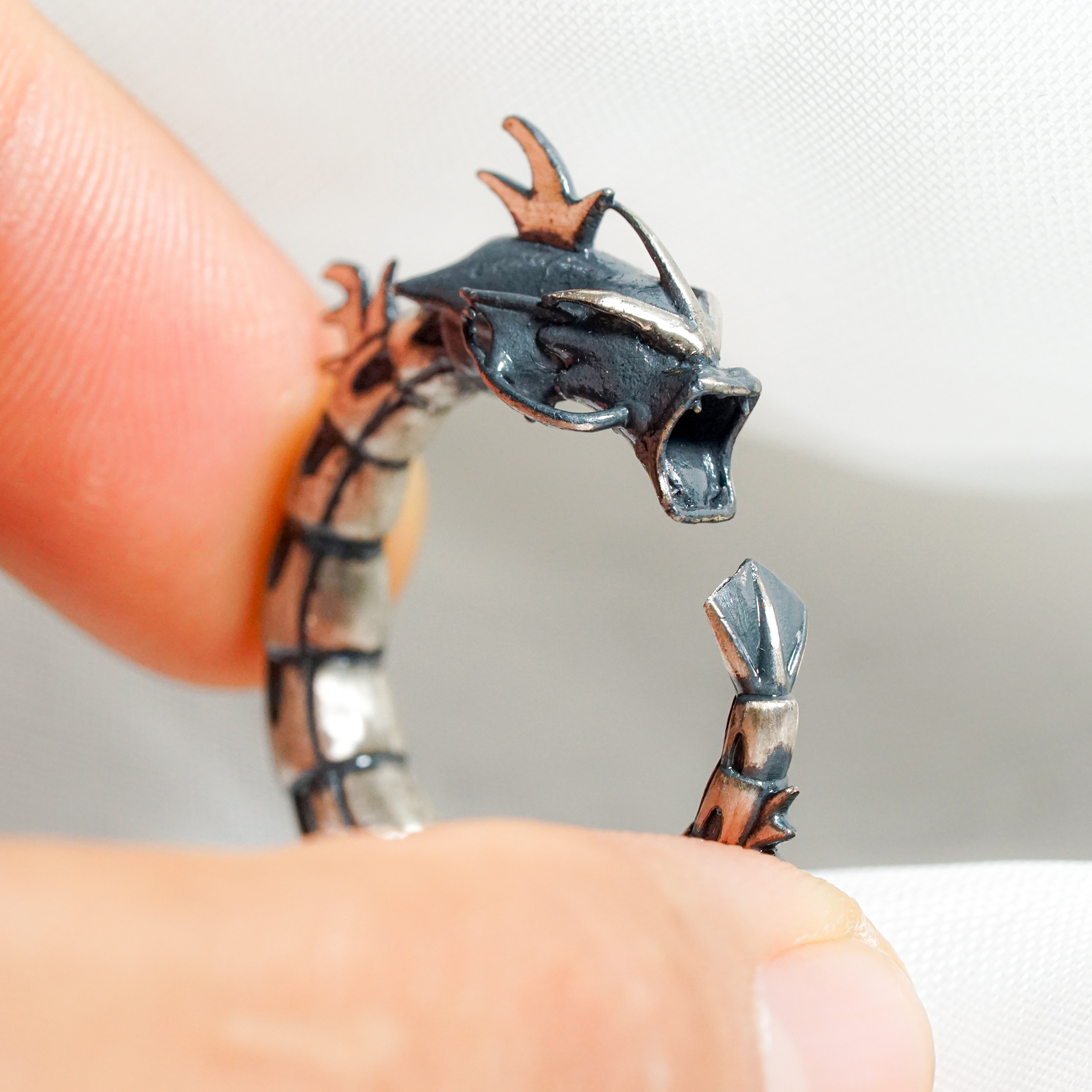 Pokemon Gyarados Wrapped Custom Ring Handmade, Gyarados Silver 950 Silver Ring Handmade, Pokemon Ring Jewelry, Gyarados Ring 7 - EternaSilver DSC04825 - EternaSilver