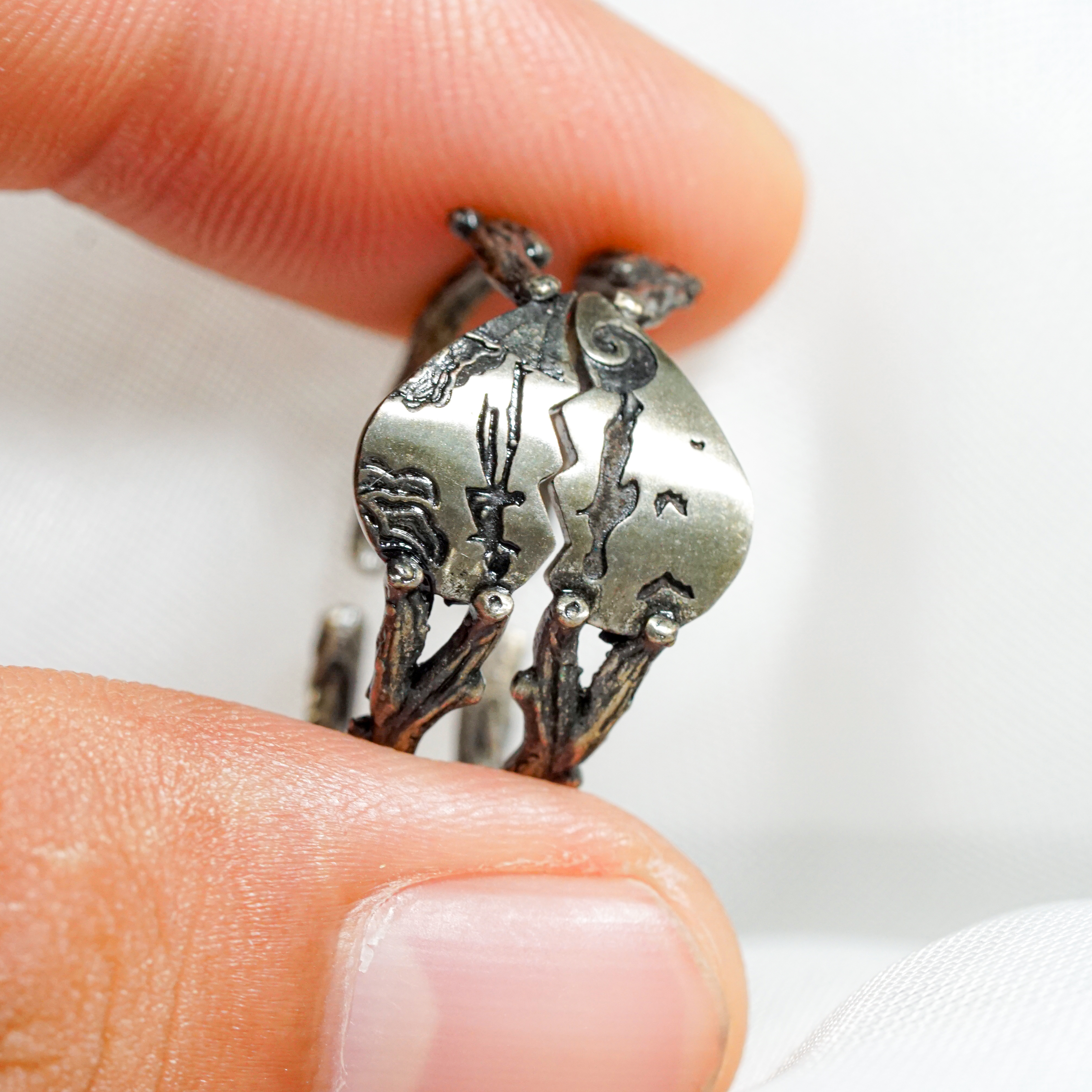 Custom Name Couple Ring Jack Skellington and Sally Handmade Silver 950, Nightmare Before Christmas Jewelry, Valentines Couple Ring 8 - EternaSilver DSC04836 - EternaSilver