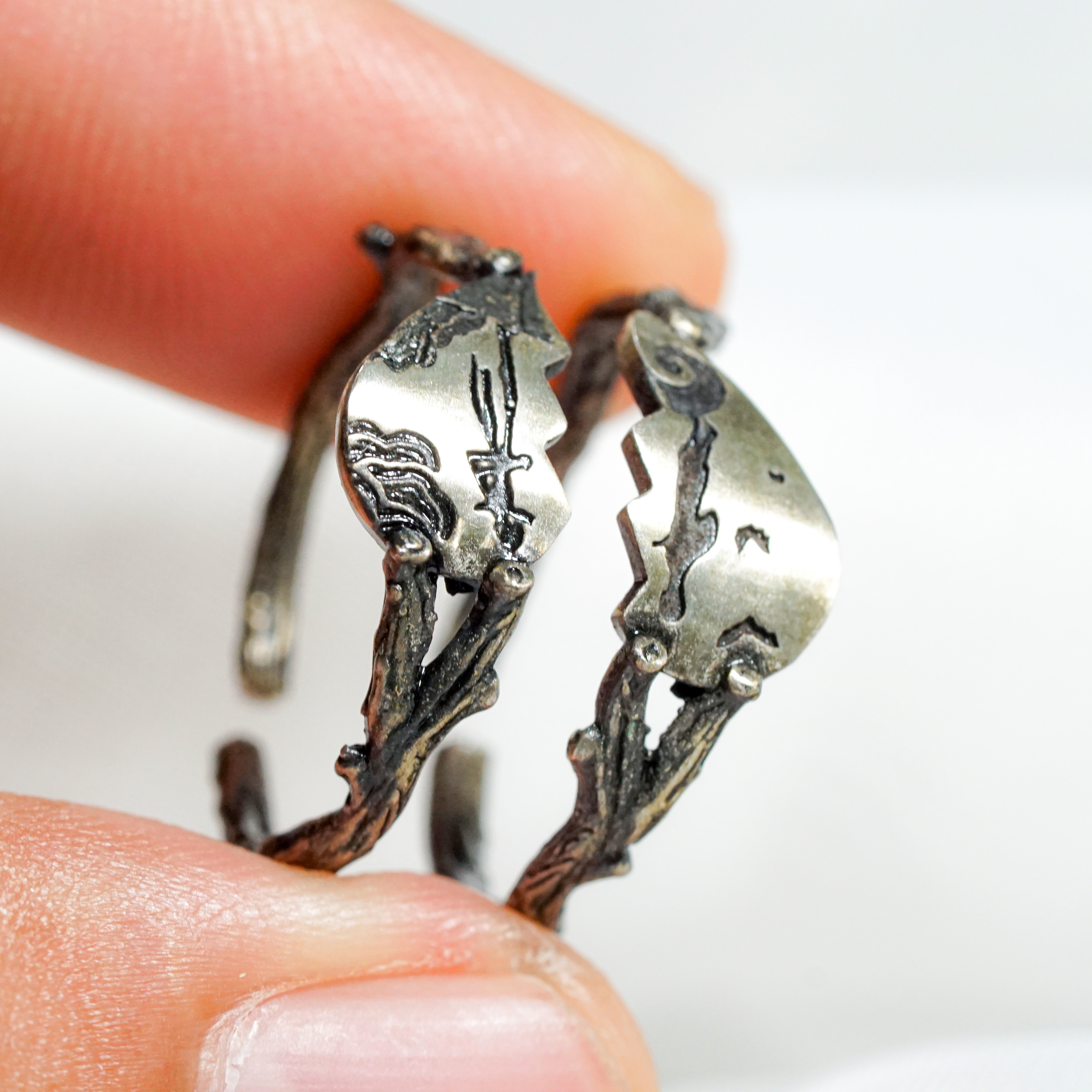 Custom Name Couple Ring Jack Skellington and Sally Handmade Silver 950, Nightmare Before Christmas Jewelry, Valentines Couple Ring 6 - EternaSilver DSC04837 - EternaSilver