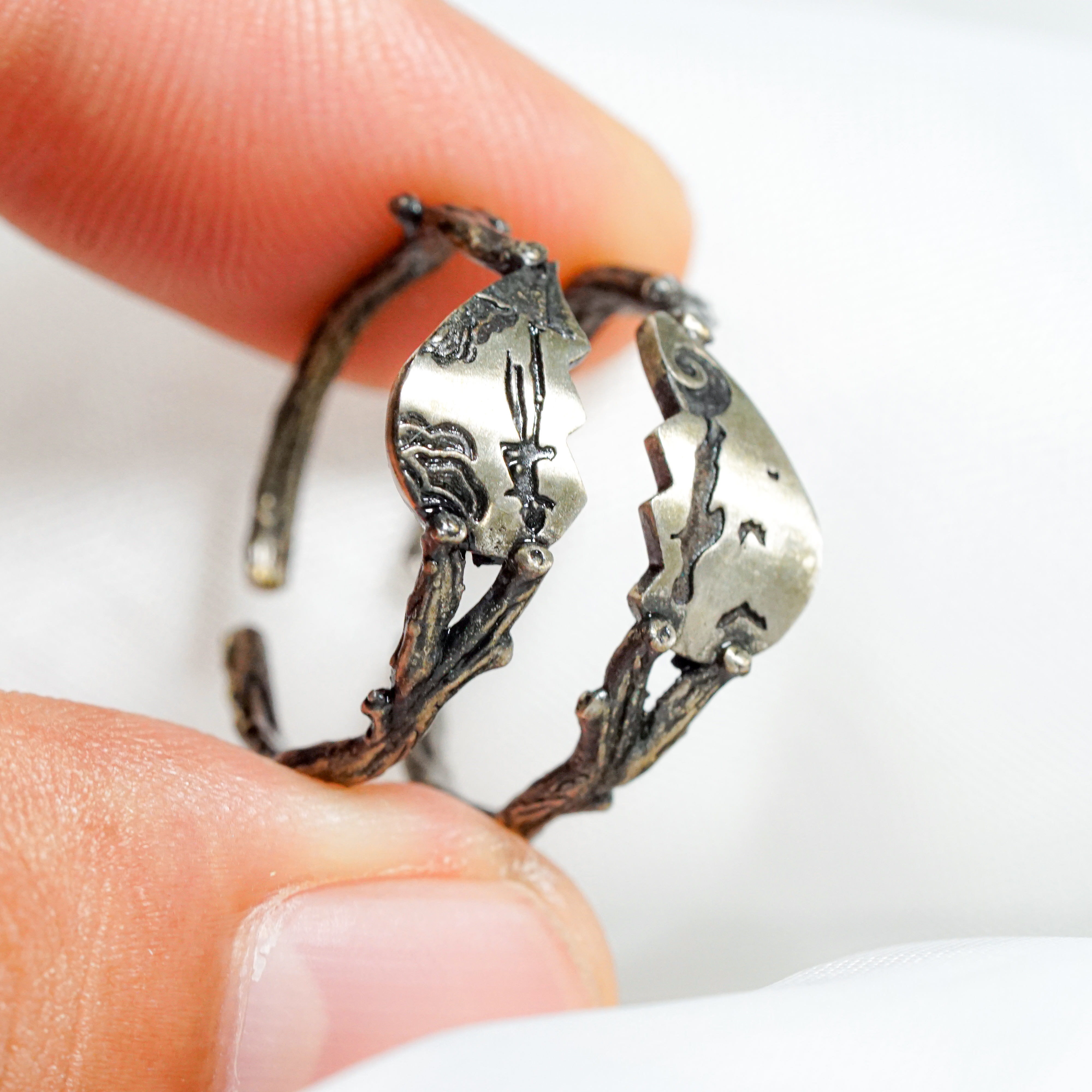 Custom Name Couple Ring Jack Skellington and Sally Handmade Silver 950, Nightmare Before Christmas Jewelry, Valentines Couple Ring 7 - EternaSilver DSC04838 - EternaSilver