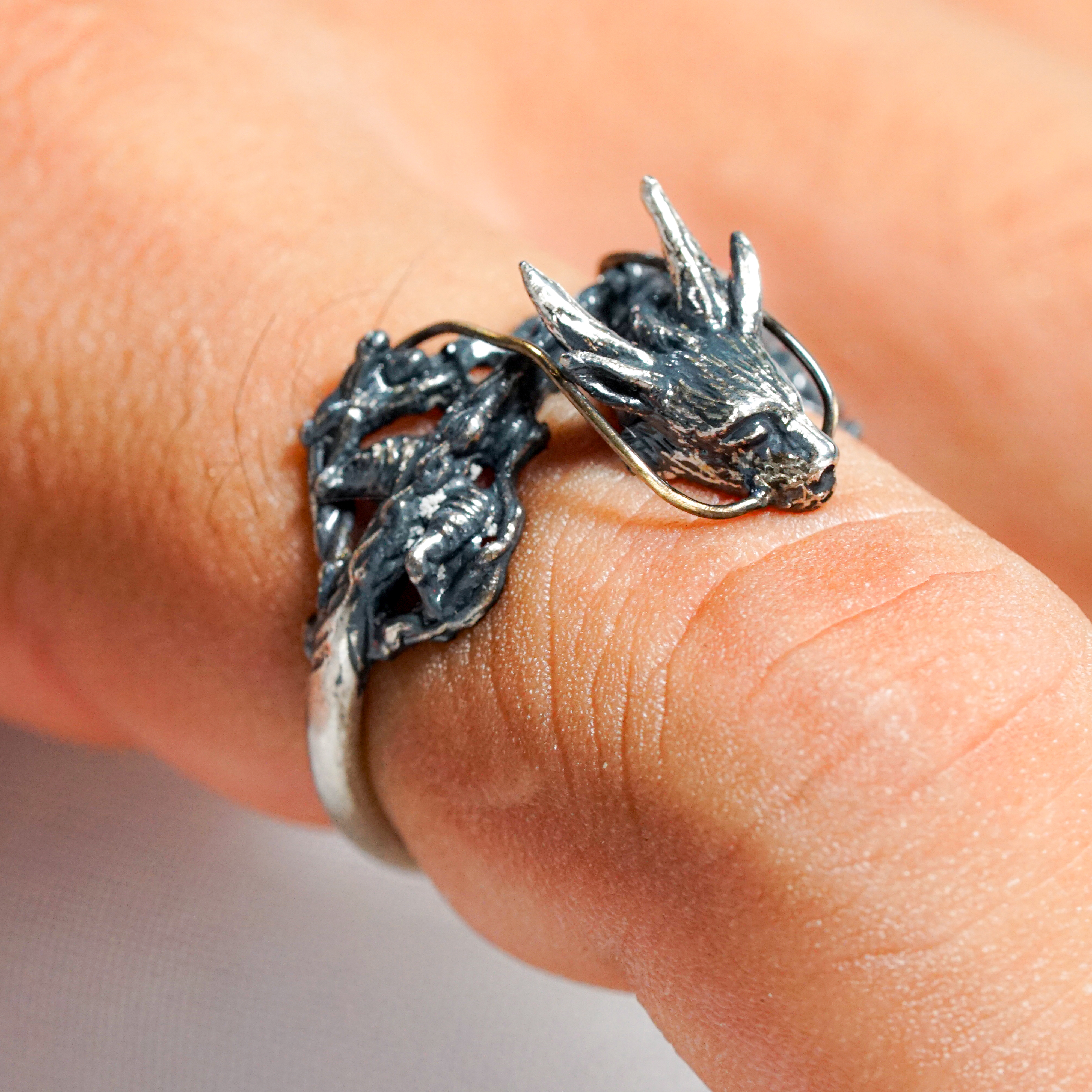 Spirited Away Inspired Haku Ring, Fanmade River Spirit Dragon Ring, Handmade 950 Silver Dragon Spirit Jewelry Spirited Away Inspired Haku Ring 8 - EternaSilver DSC04858 - EternaSilver