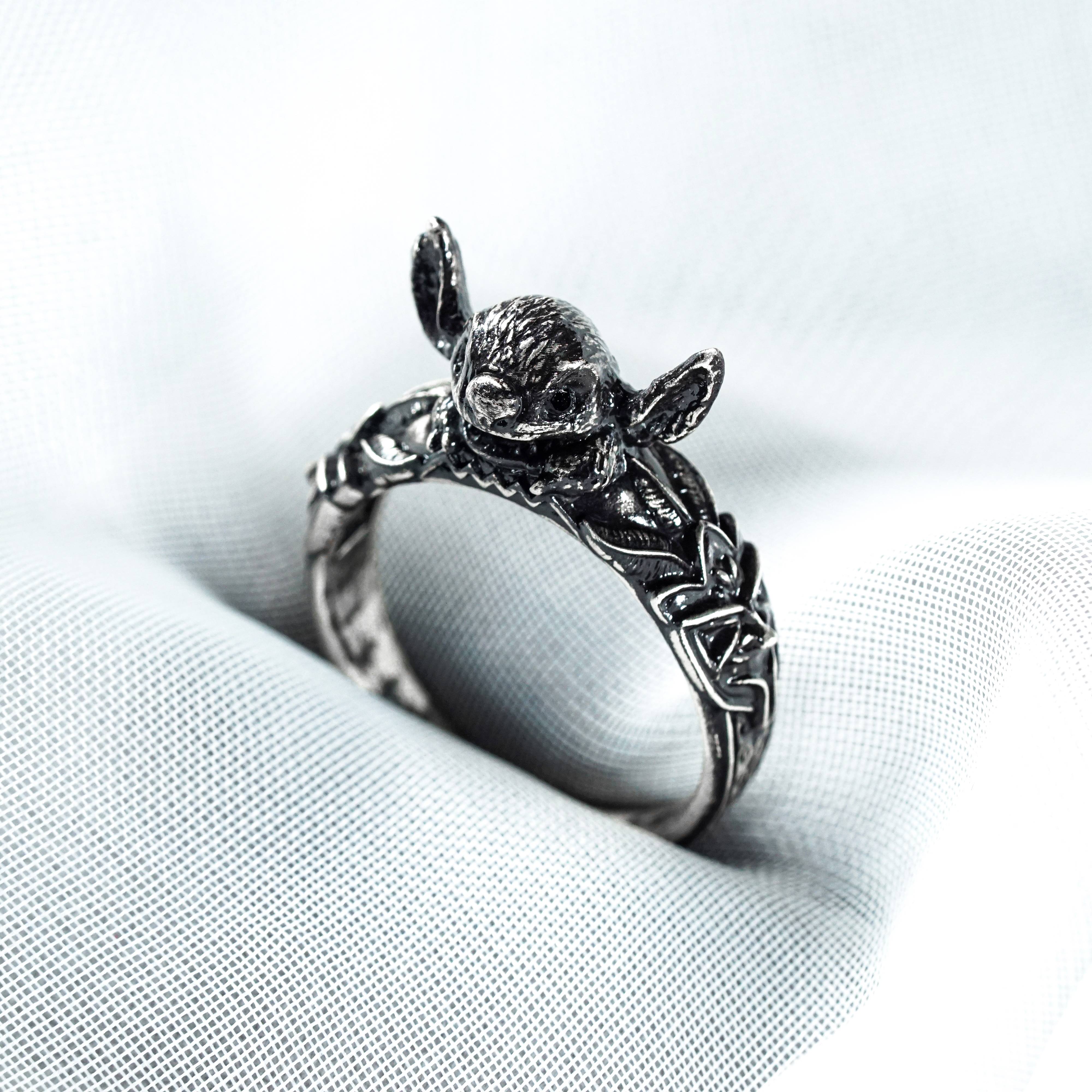 Stitch Ring, Cute Lilo & Stitch Cartoon 950 Silver Pendant, Jewelry Gift for Daughter, Handmade Accessory