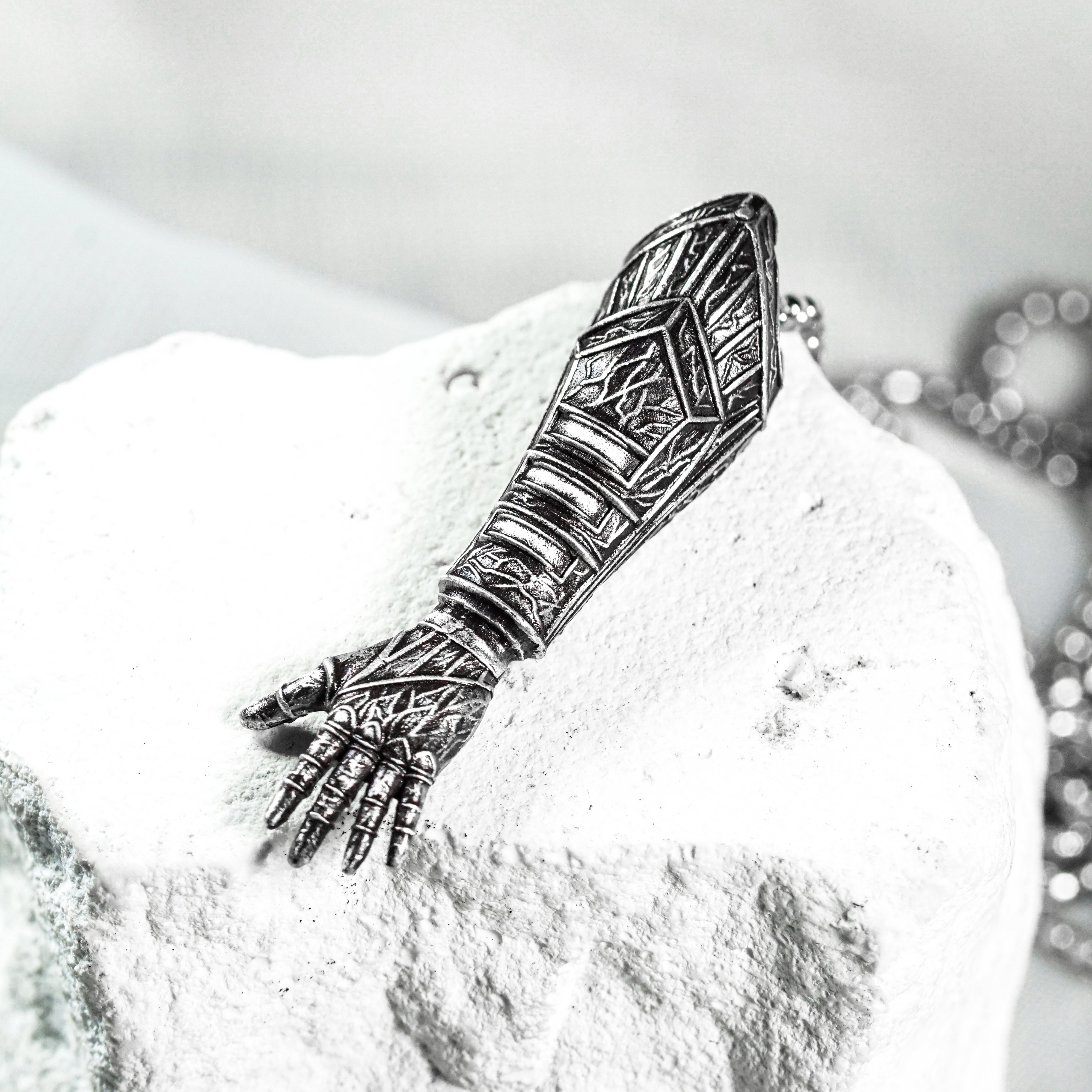 Clair Obscur: Expedition 33 Jewelry, Gustave's Arm Pendant Necklace, Handmade Silver 950 Pendant, Gustave Lumina Converter 7 - EternaSilver DSC05730 - EternaSilver