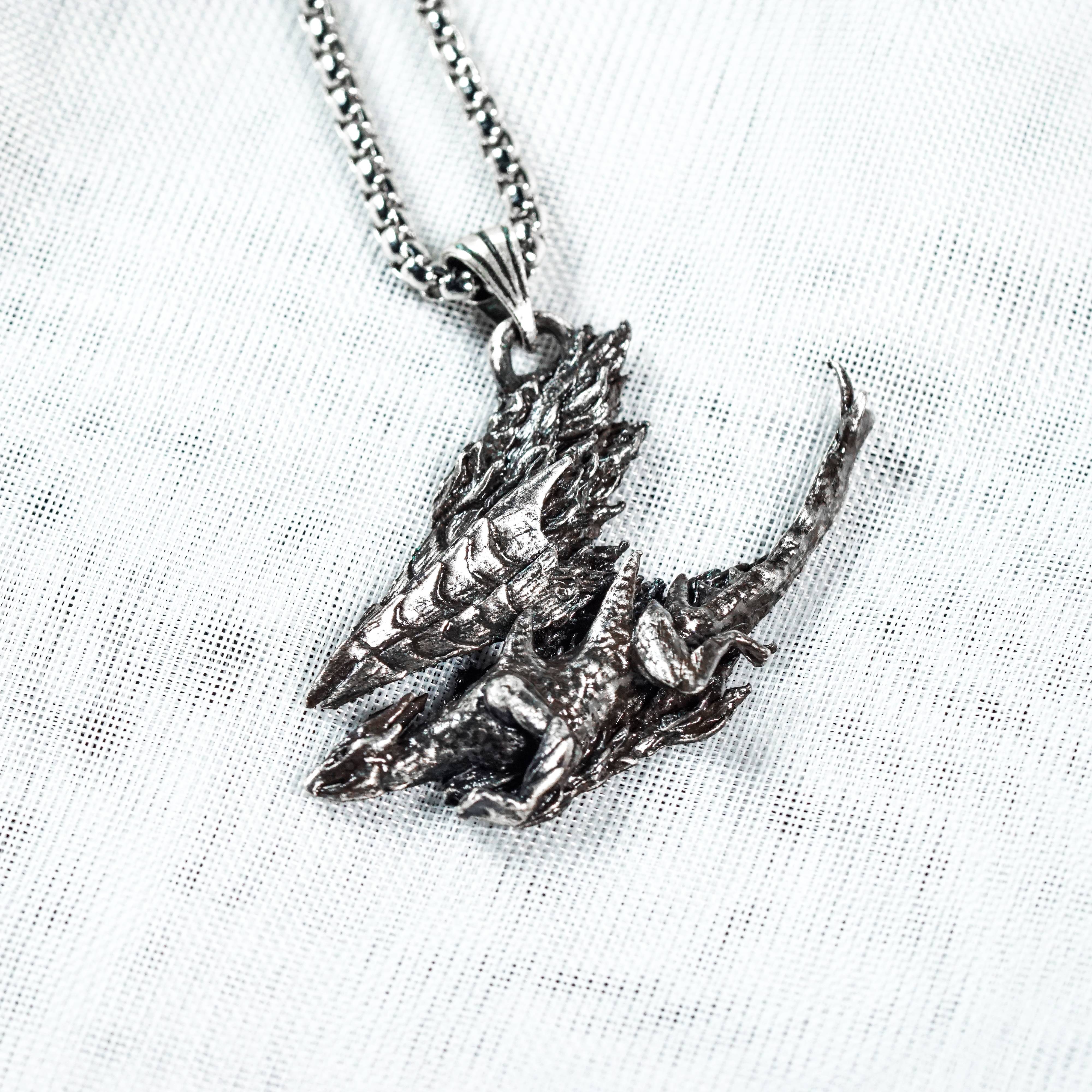 Monster Hunter Wilds Jewelry, Monster Symbol Necklace, Valstrax Silver Necklace, Handmade Silver 950 Pendant Inspired 9 - EternaSilver DSC05736 - EternaSilver