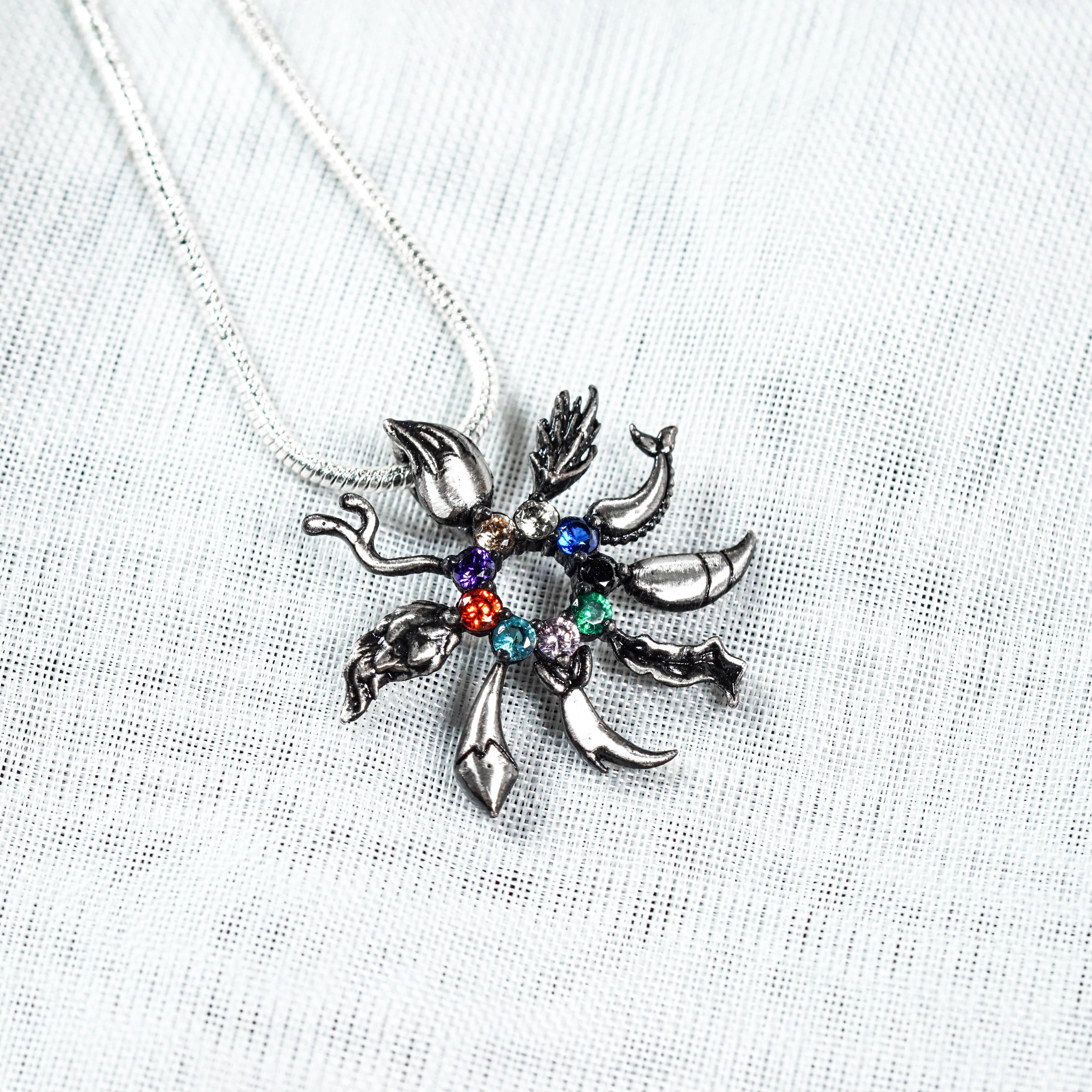 Pokemon Jewelry, Fanmade Eevee Evolution Tail Flower Necklace, Handmade Silver 950 Pendant, Perfect Jewelry Gift for Pokemon and Eeveelution Fans 3 - EternaSilver DSC05740 - EternaSilver