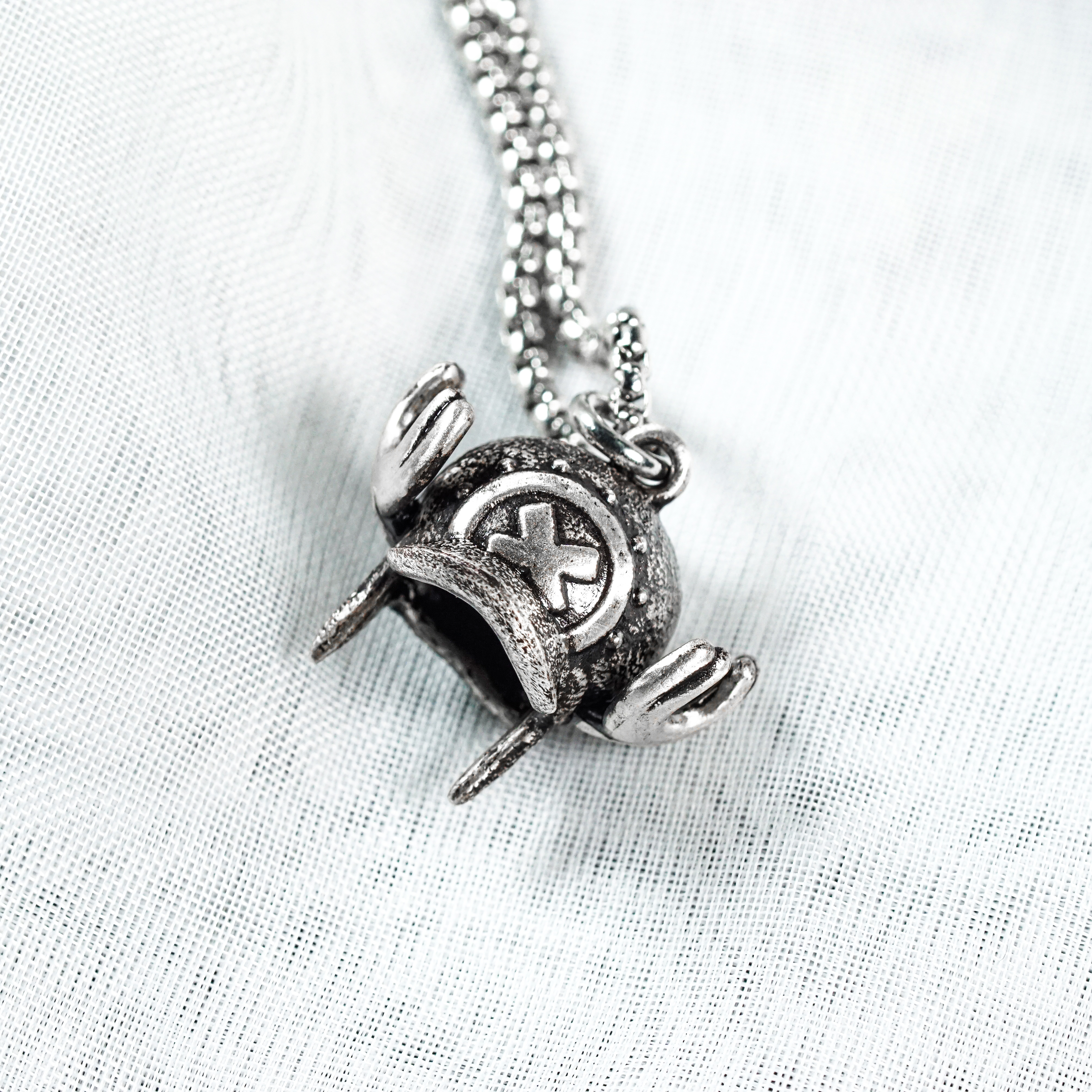 One Piece Chopper's Hat necklace, Fanmade Reindeer Hat Pendant Necklace, Handmade Silver Fantasy Jewelry, Inspired by Tony Tony Chopper, Gift for Gamers & Collectors 5 - EternaSilver DSC05744 - EternaSilver