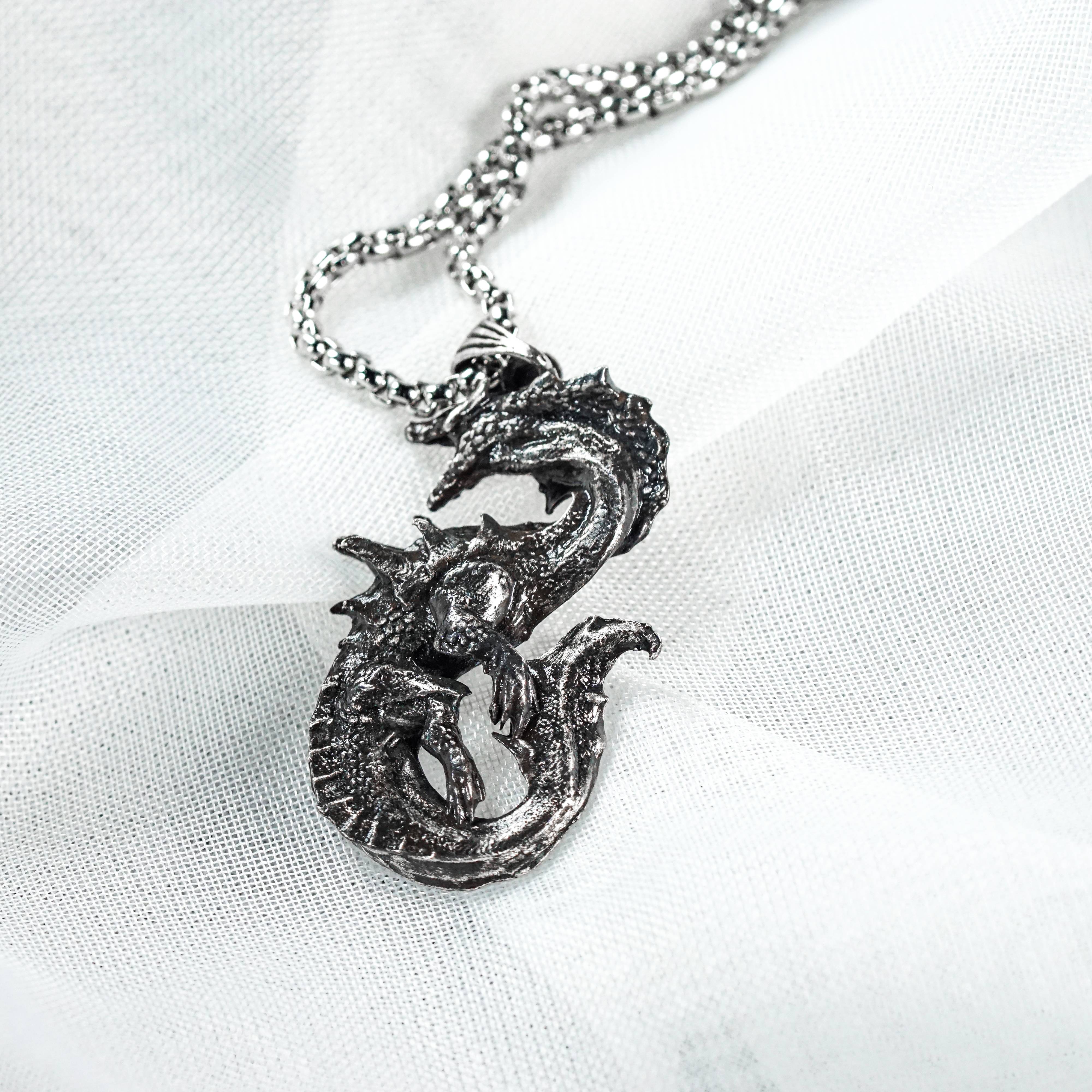 Monster Hunter Wilds Jewelry, Monster Symbol Necklace, Lagiacrus Silver Necklace, Handmade Silver 950 Pendant Inspired 8 - EternaSilver DSC05772 - EternaSilver