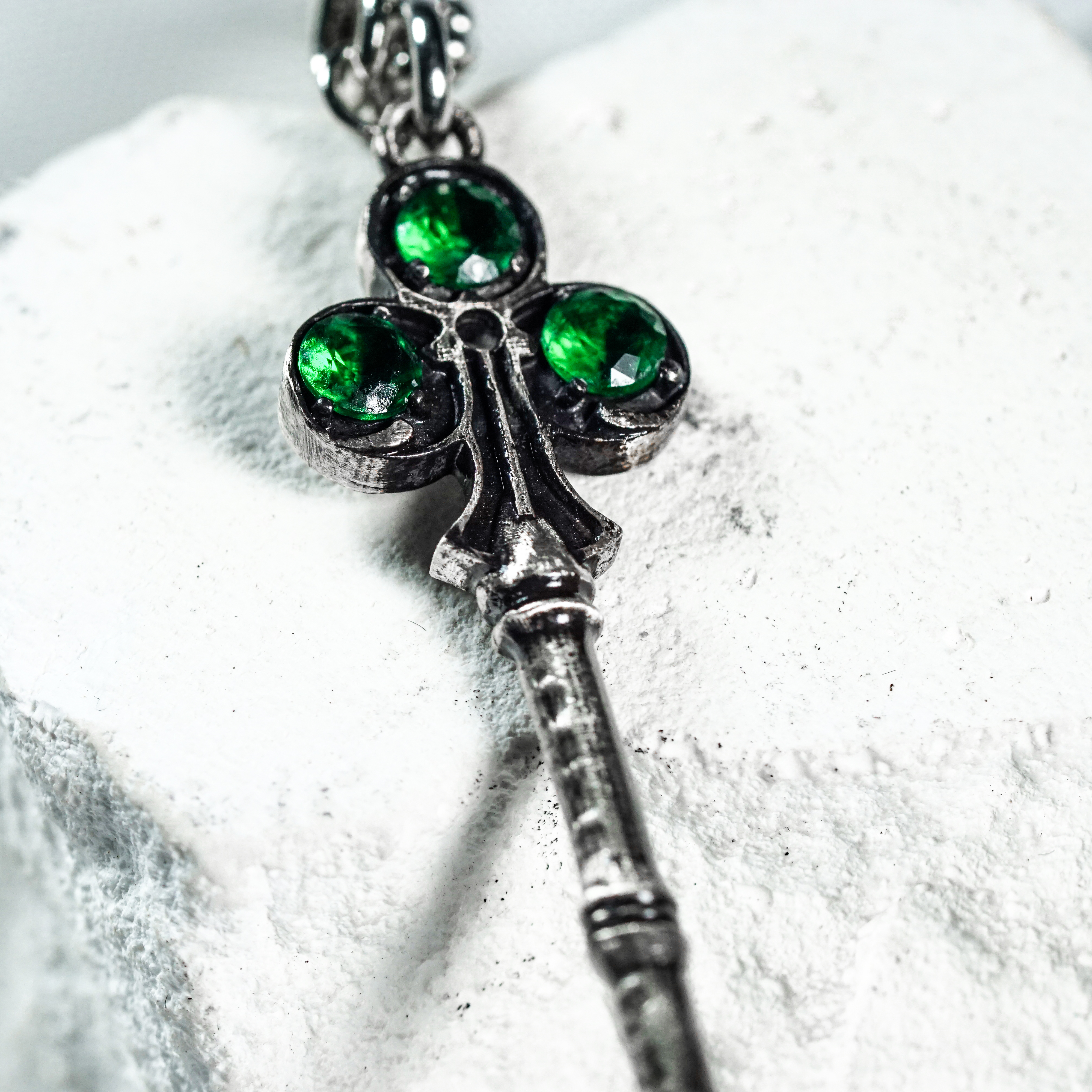Resident Evil 2 Remake Precinct Key Pendant Necklace Set, 950 Sterling Silver Club, Diamond, Spade & Heart Keys with Gemstones 9 - EternaSilver DSC05800 - EternaSilver