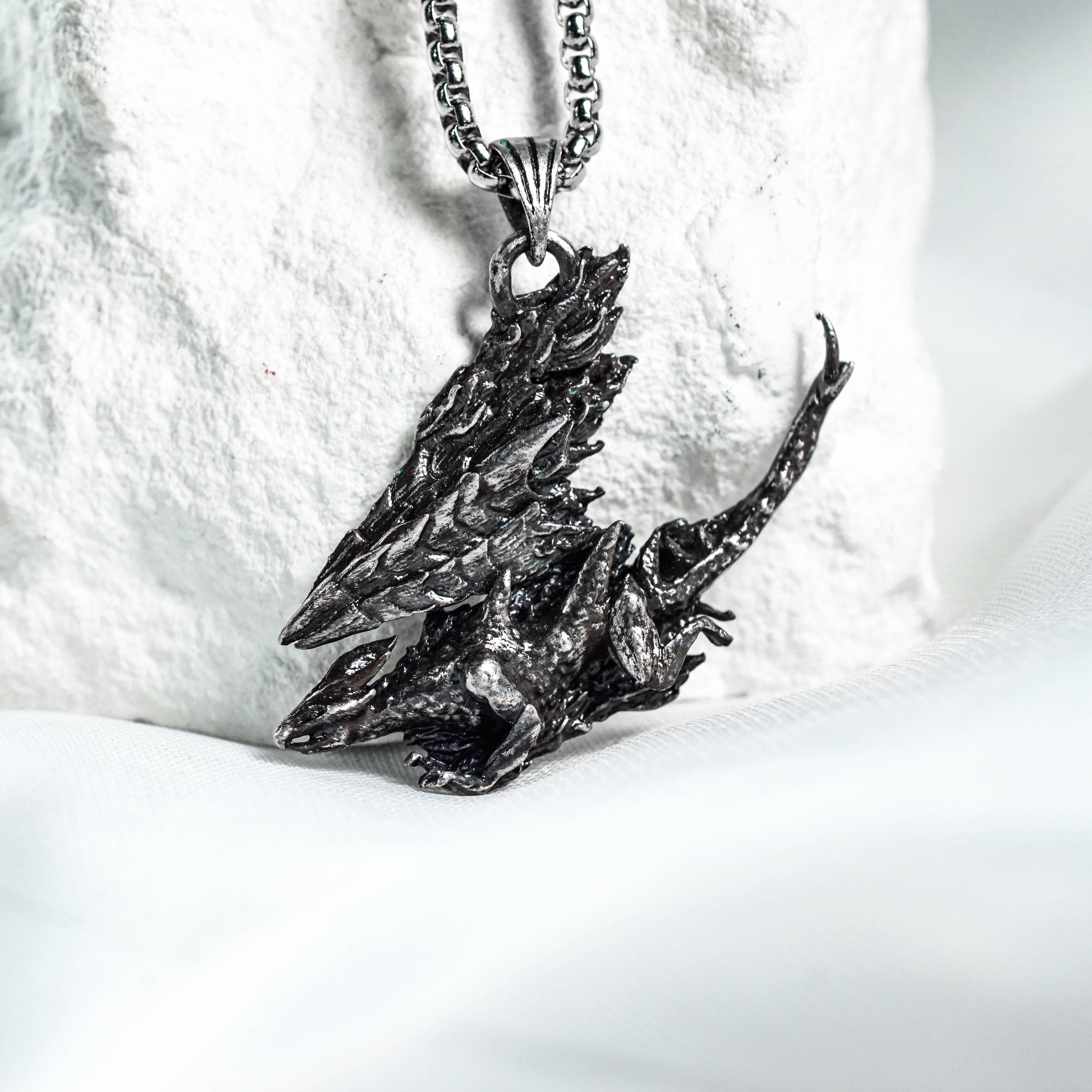 Monster Hunter Wilds Jewelry, Monster Symbol Necklace, Valstrax Silver Necklace, Handmade Silver 950 Pendant Inspired 7 - EternaSilver DSC05806 - EternaSilver