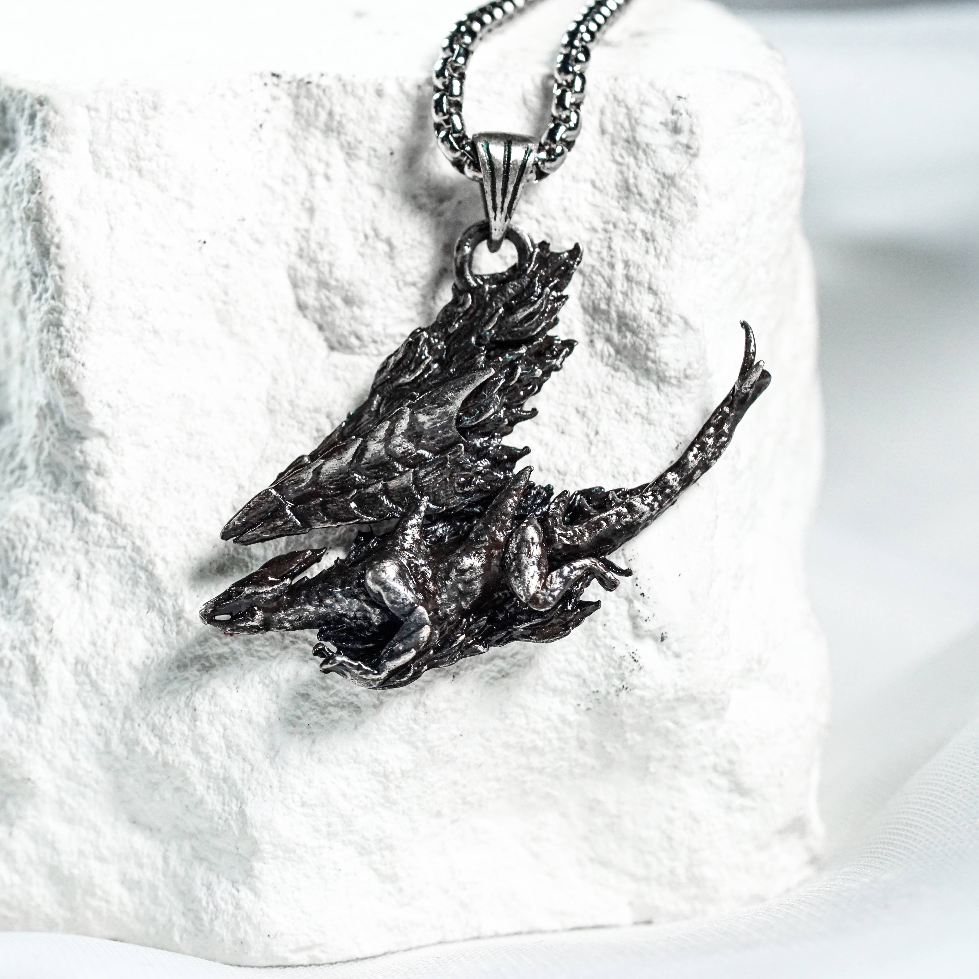 Monster Hunter Wilds Jewelry, Monster Symbol Necklace, Valstrax Silver Necklace, Handmade Silver 950 Pendant Inspired