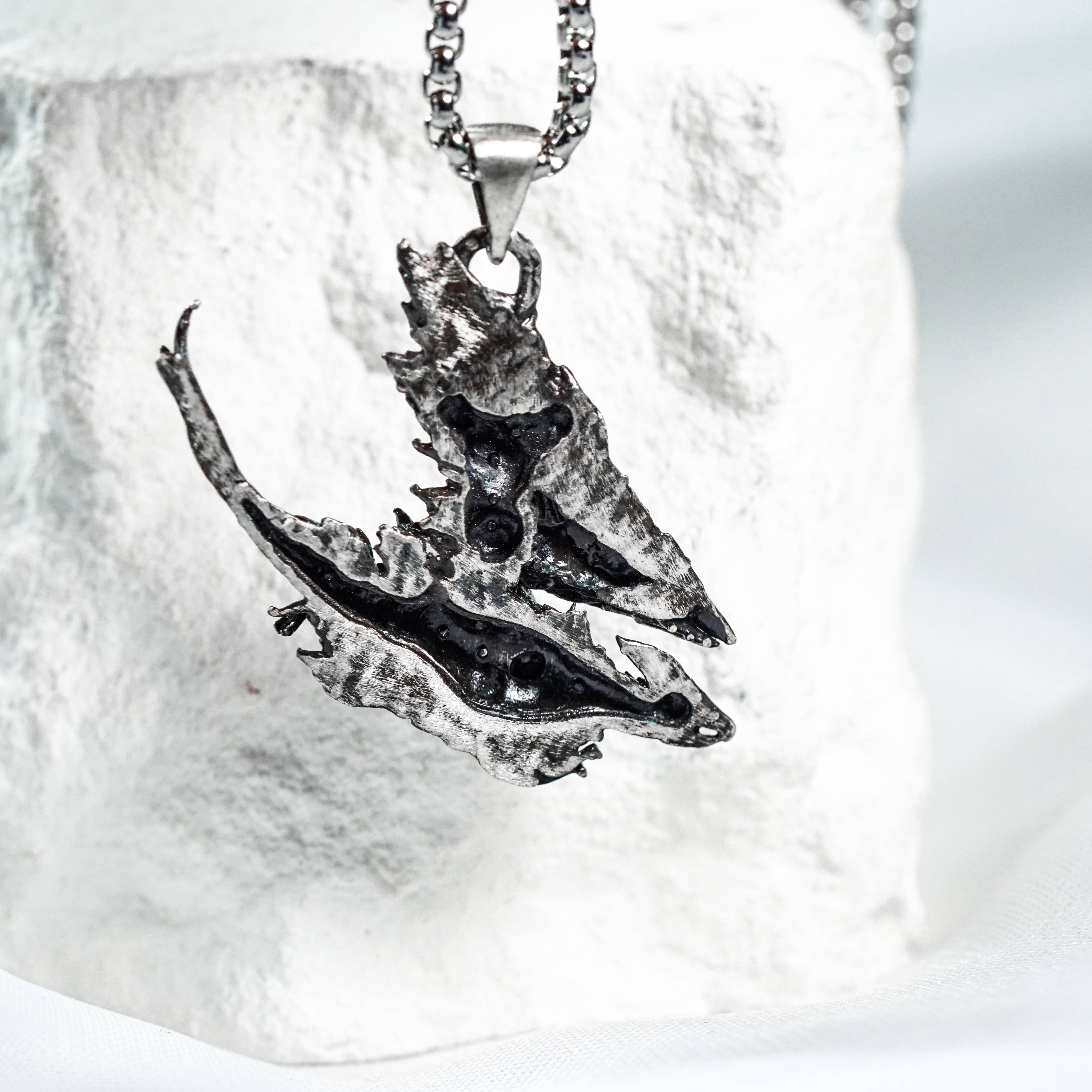 Monster Hunter Wilds Jewelry, Monster Symbol Necklace, Valstrax Silver Necklace, Handmade Silver 950 Pendant Inspired 6 - EternaSilver DSC05808 - EternaSilver