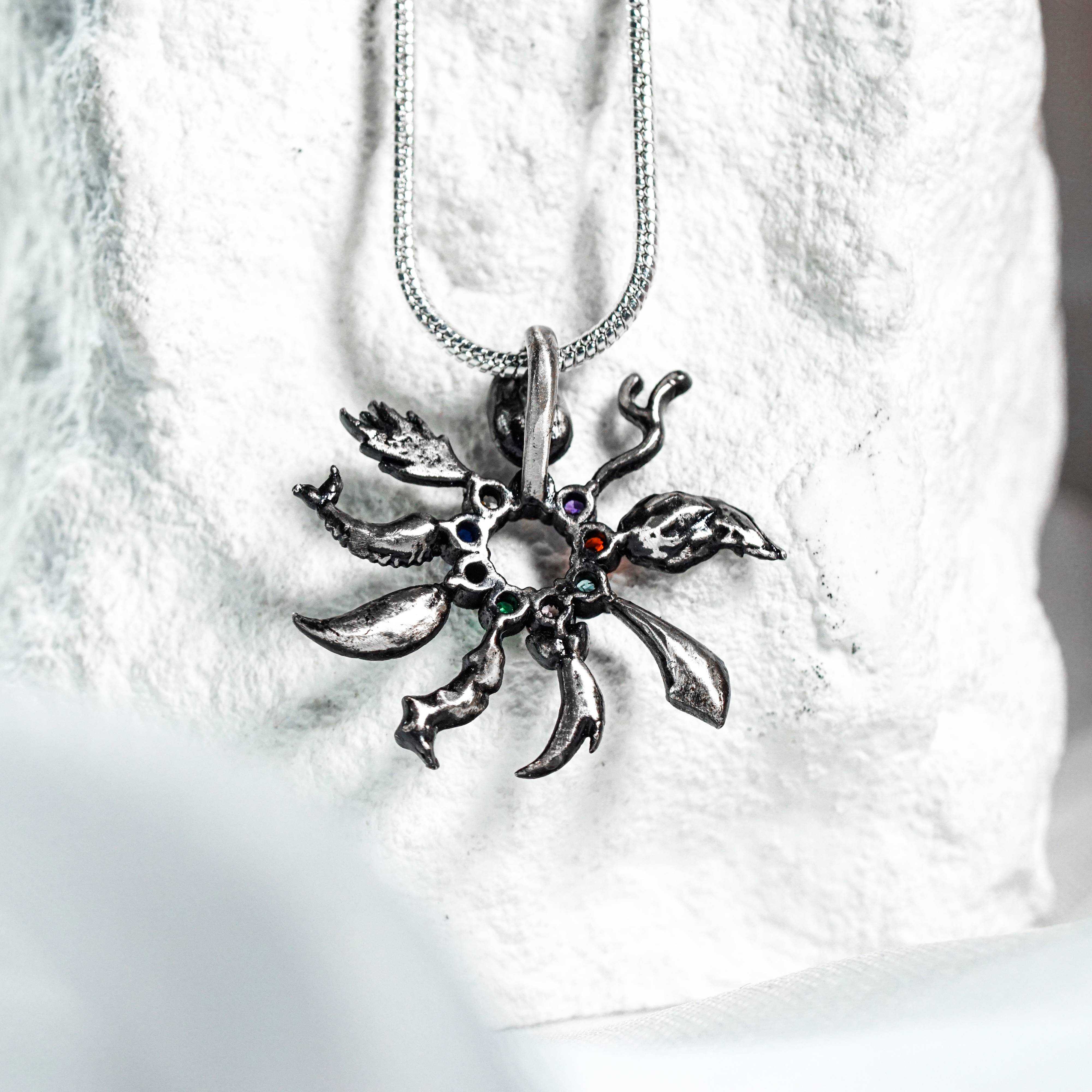 Pokemon Jewelry, Fanmade Eevee Evolution Tail Flower Necklace, Handmade Silver 950 Pendant, Perfect Jewelry Gift for Pokemon and Eeveelution Fans 6 - EternaSilver DSC05828 - EternaSilver