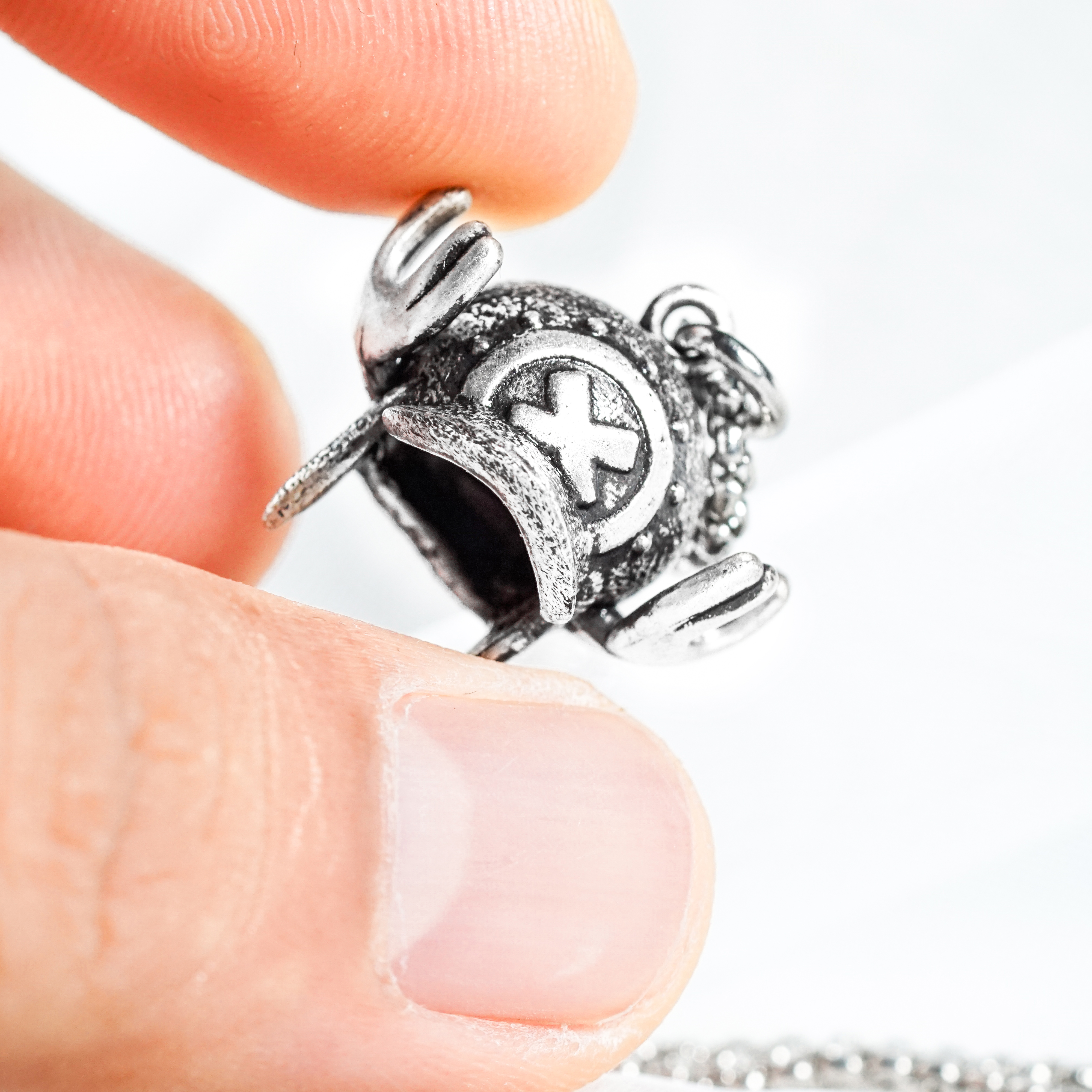 One Piece Chopper's Hat necklace, Fanmade Reindeer Hat Pendant Necklace, Handmade Silver Fantasy Jewelry, Inspired by Tony Tony Chopper, Gift for Gamers & Collectors 10 - EternaSilver DSC05867 - EternaSilver