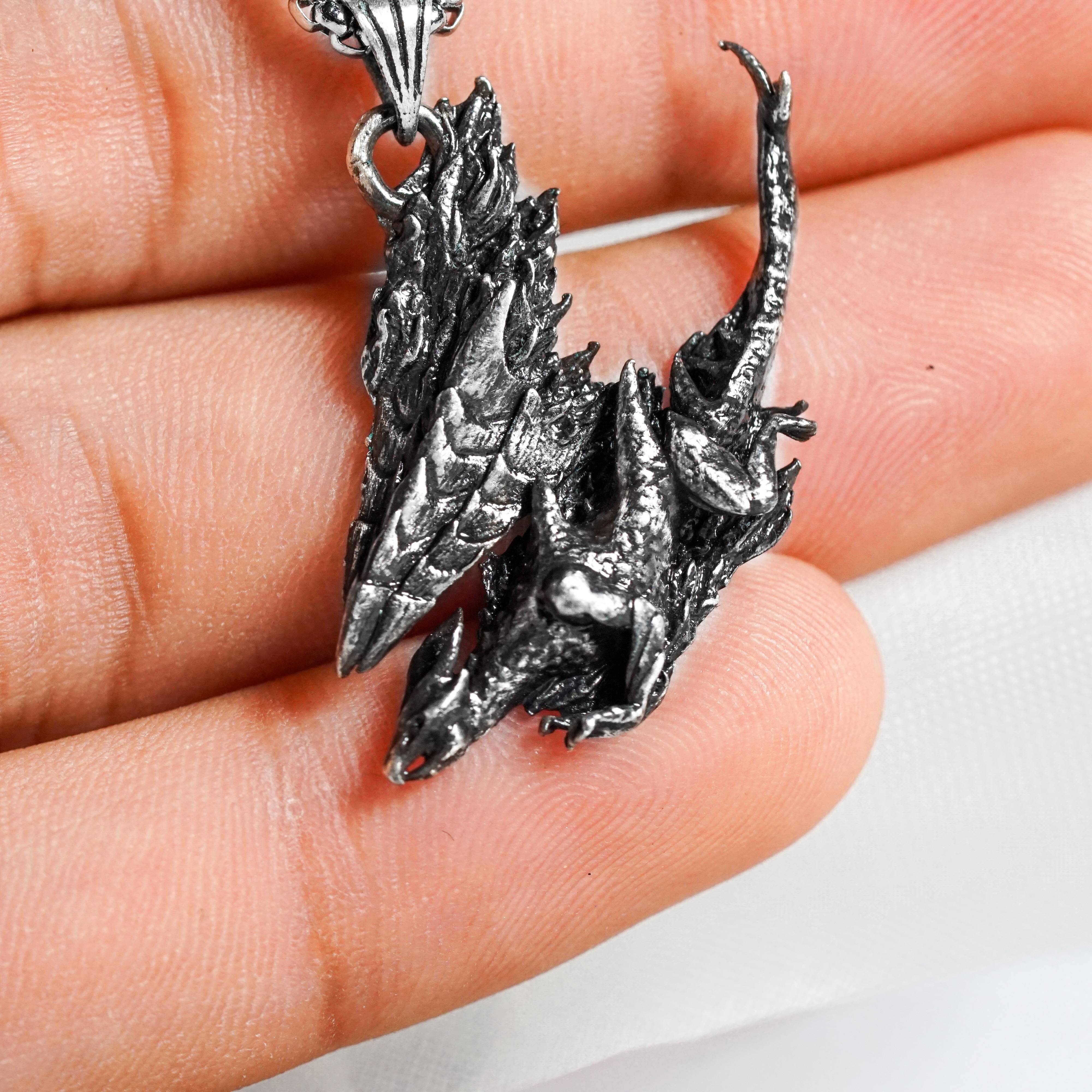 Monster Hunter Wilds Jewelry, Monster Symbol Necklace, Valstrax Silver Necklace, Handmade Silver 950 Pendant Inspired 4 - EternaSilver DSC05880 - EternaSilver