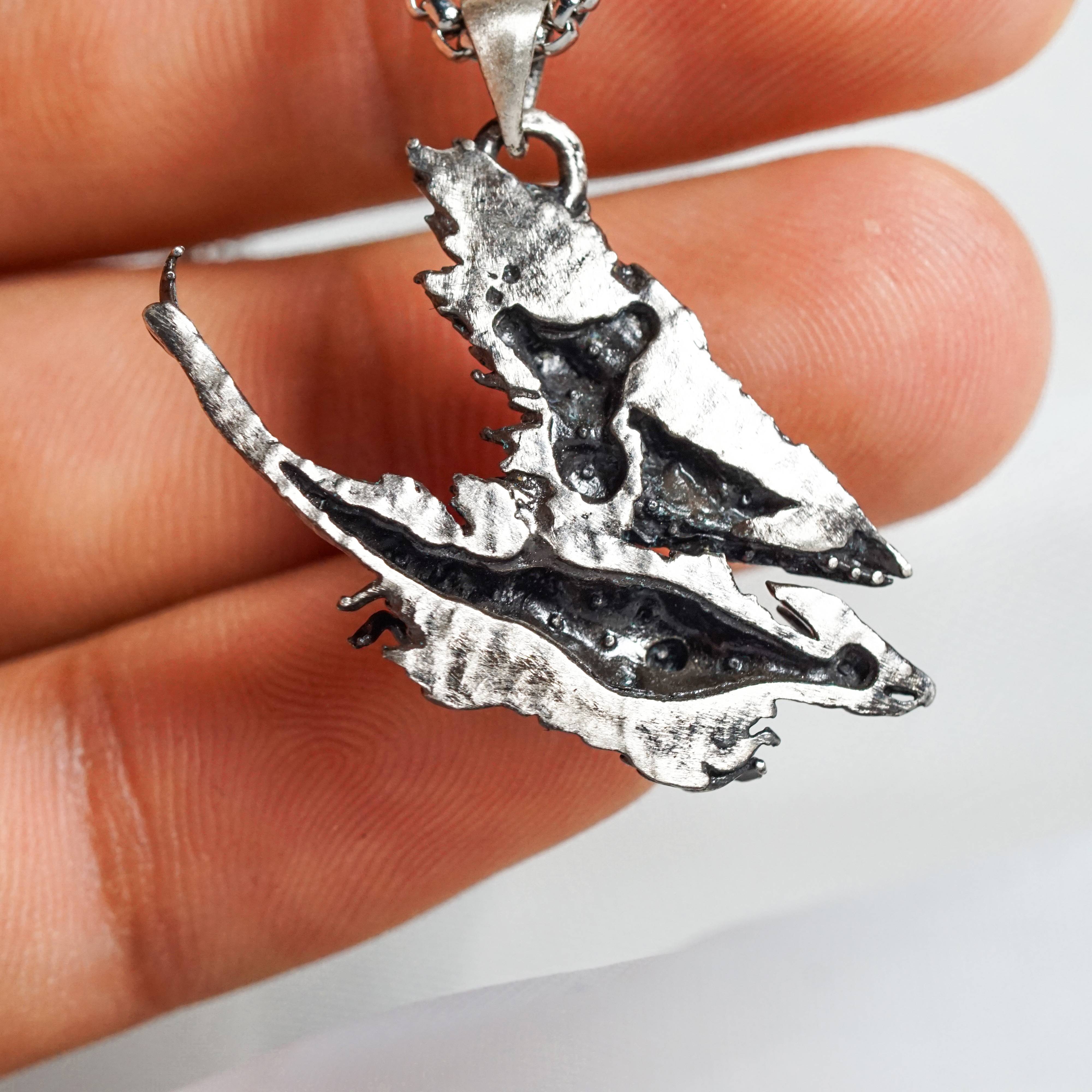 Monster Hunter Wilds Jewelry, Monster Symbol Necklace, Valstrax Silver Necklace, Handmade Silver 950 Pendant Inspired 5 - EternaSilver DSC05882 - EternaSilver